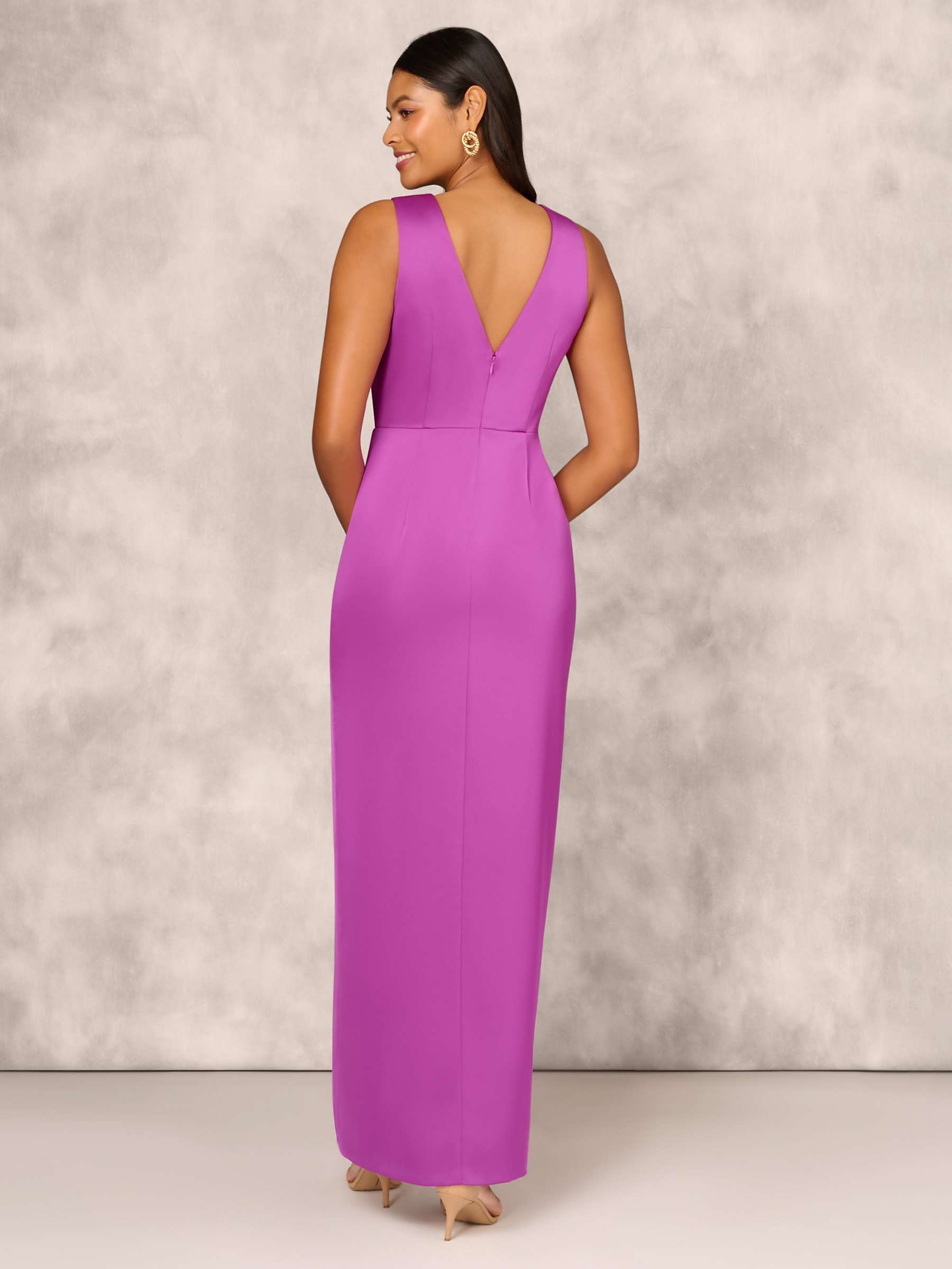 Buy Aidan Mattox by Adrianna Papell Crepe Back Satin Column Maxi Dress, Wild Orchid Online at johnlewis.com