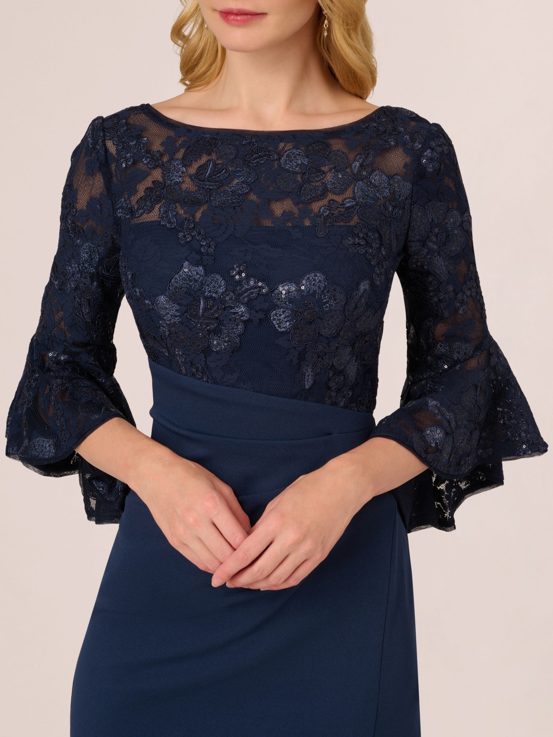 Adrianna Papell Floral Lace Combo Sheath Dress, Navy