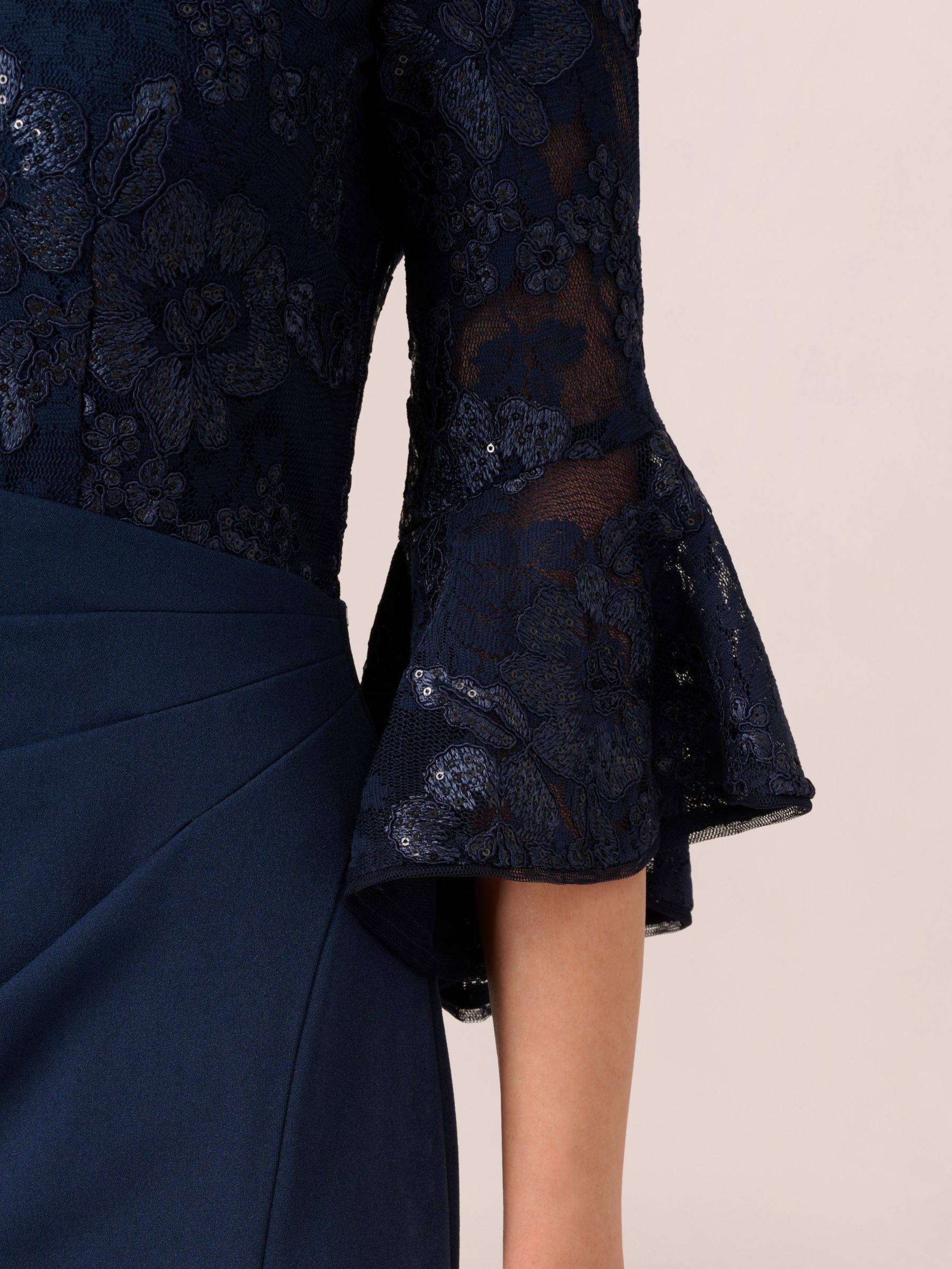 Buy Adrianna Papell Floral Lace Combo Sheath Dress, Navy Online at johnlewis.com