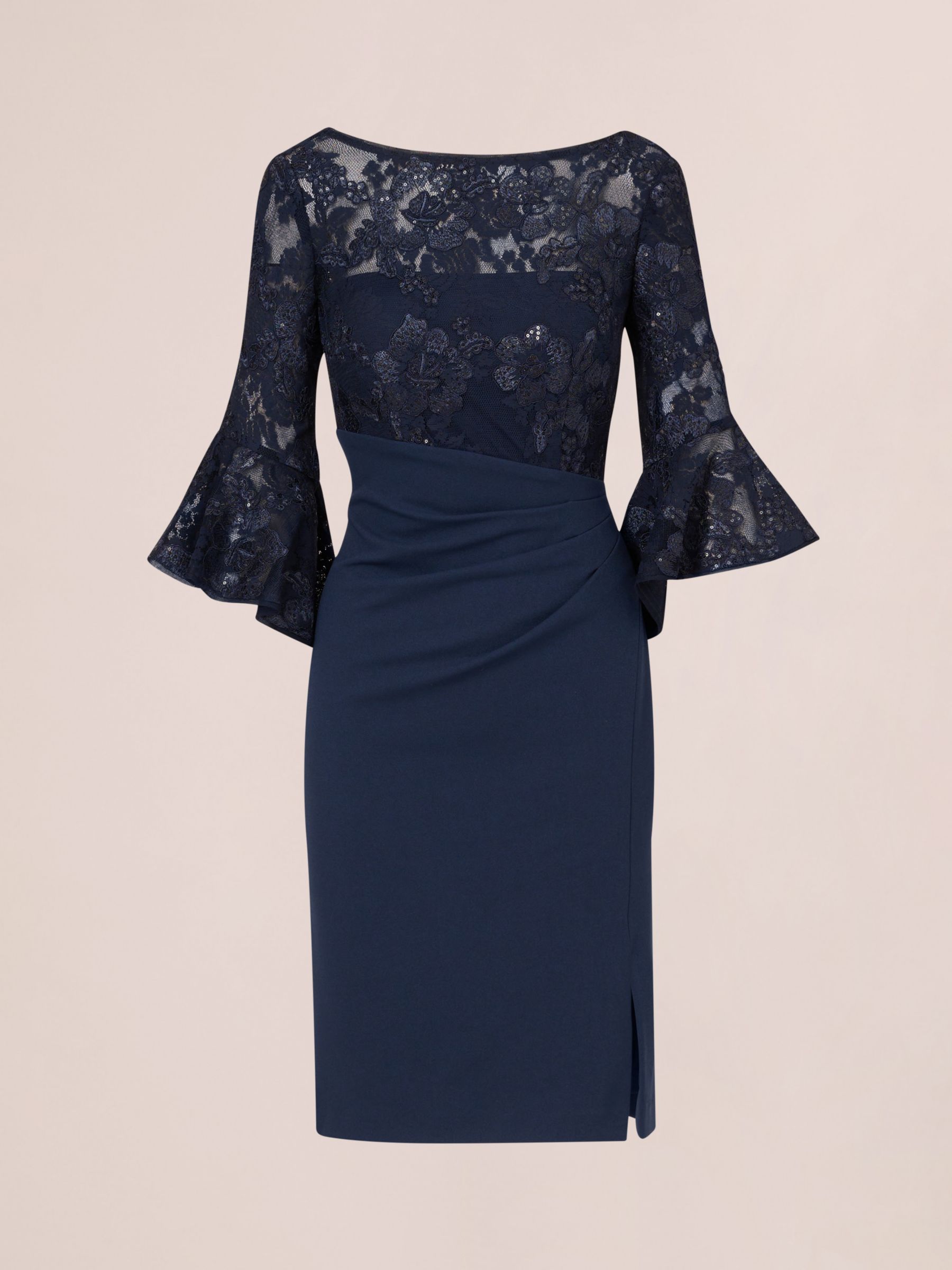 Buy Adrianna Papell Floral Lace Combo Sheath Dress, Navy Online at johnlewis.com