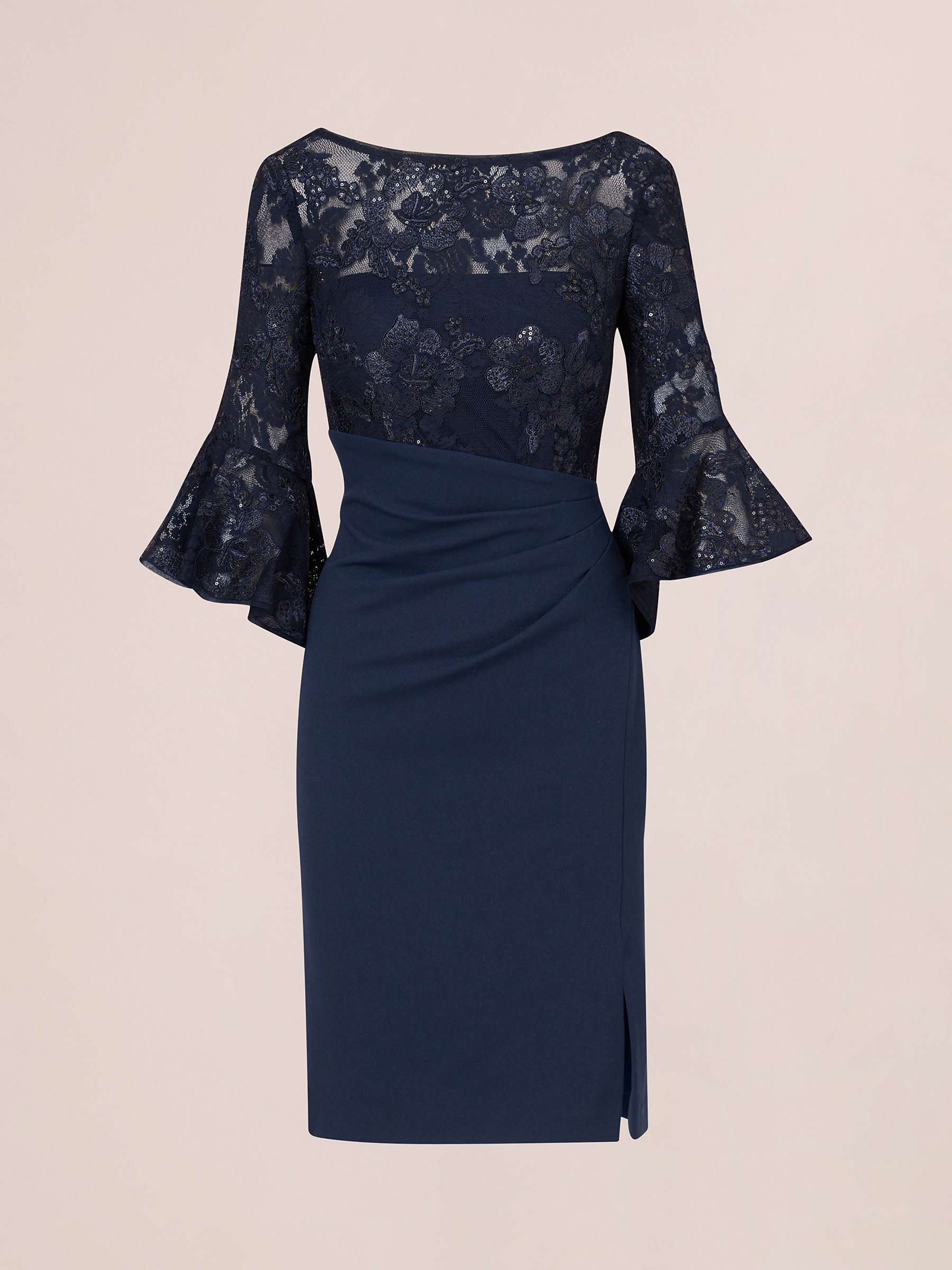 Buy Adrianna Papell Floral Lace Combo Sheath Dress, Navy Online at johnlewis.com