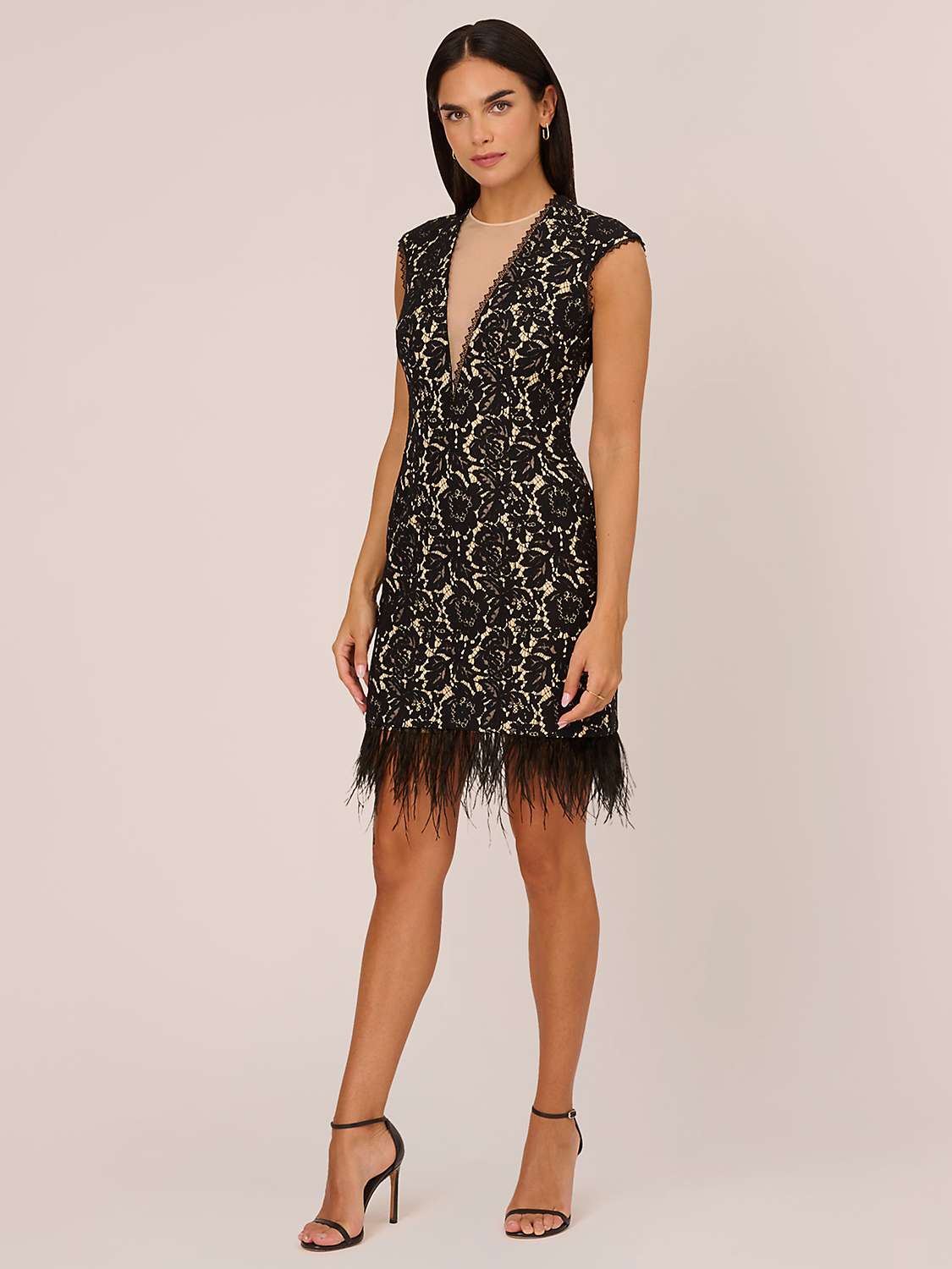 Buy Adrianna by Adrianna Papell Bonded Lace Cocktail Dress, Black/Nude Online at johnlewis.com