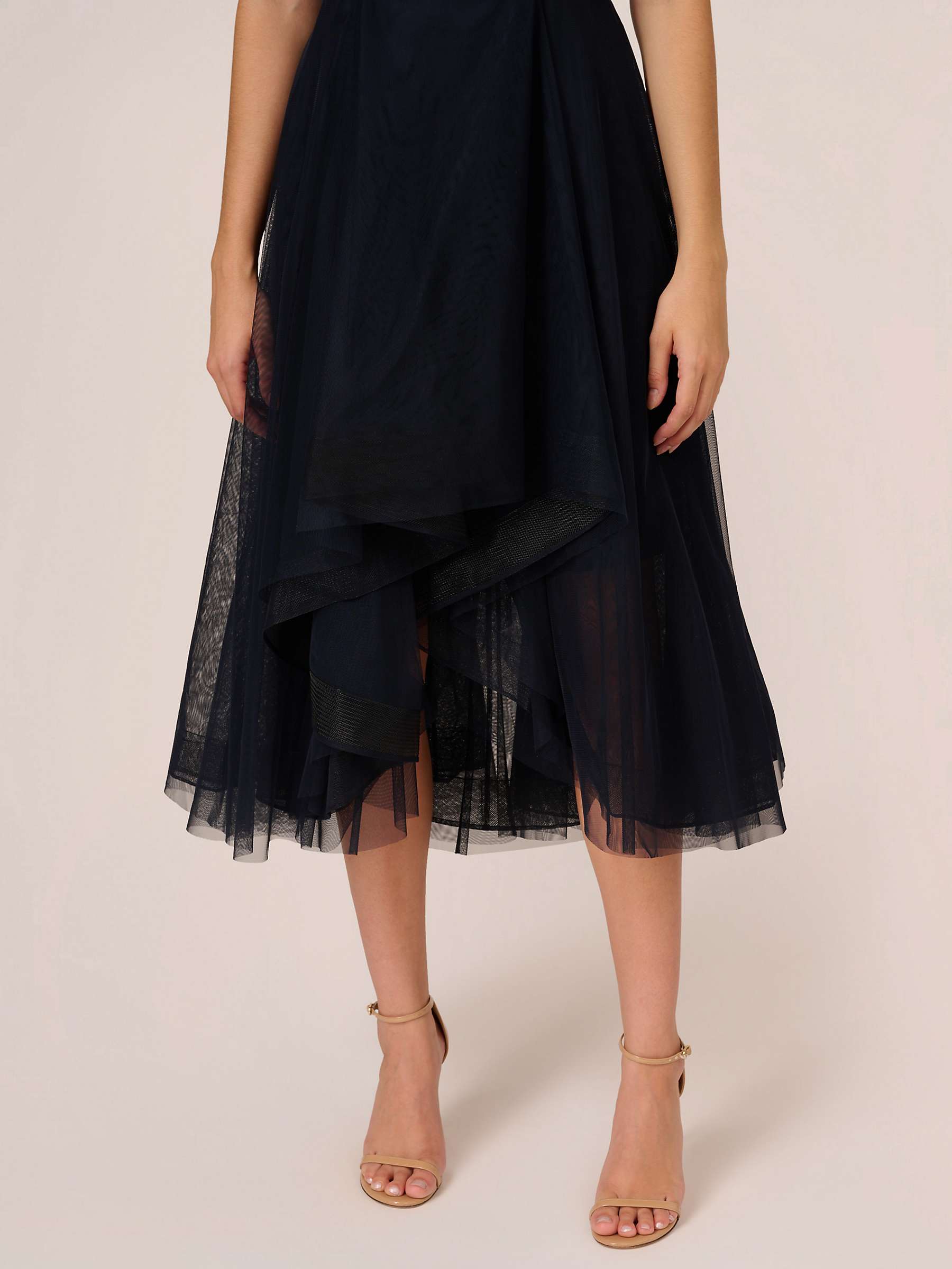 Buy Adrianna Papell Beaded Midi Tulle Dress, Midnight/Multi Online at johnlewis.com