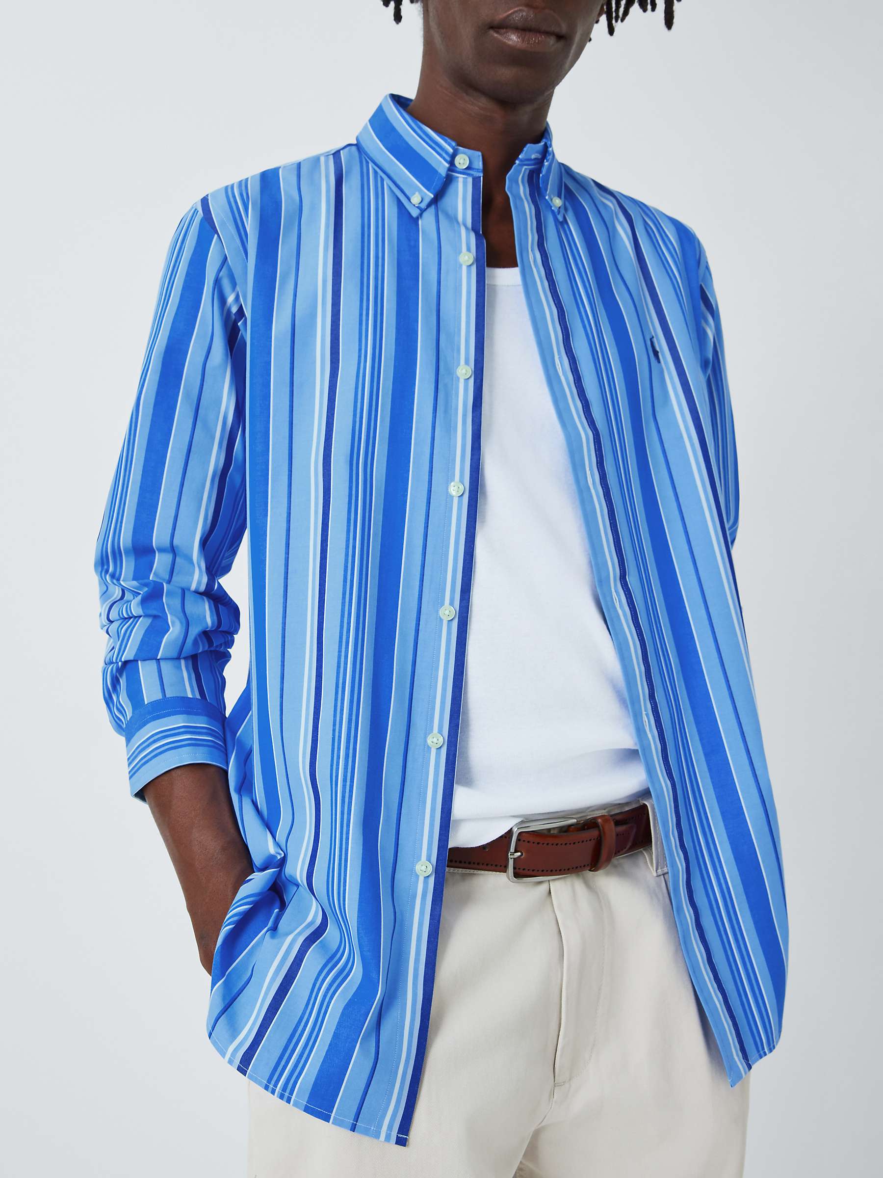 Buy Polo Ralph Lauren Long Sleeve Striped Shirt, Blue Online at johnlewis.com