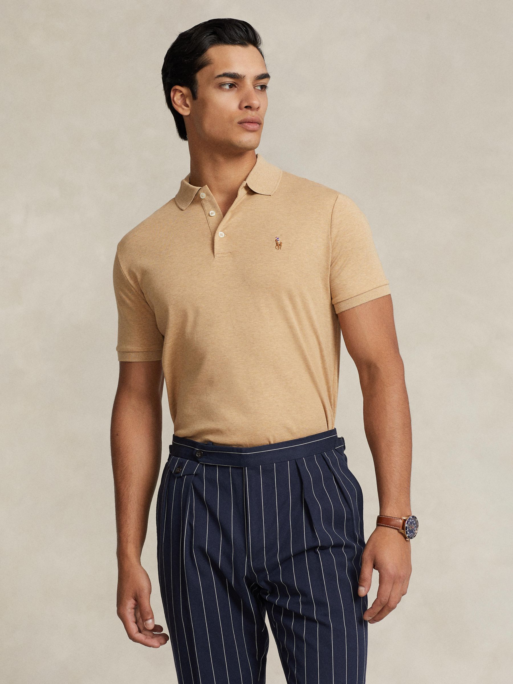 Polo Ralph Lauren Custom Slim Fit Soft Cotton Polo Shirt, Classic Camel ...
