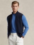 Ralph Lauren Full Zip Mesh Knit Cotton Jumper Vest, Navy Heather, Navy Heather