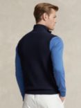 Ralph Lauren Full Zip Mesh Knit Cotton Jumper Vest, Navy Heather, Navy Heather