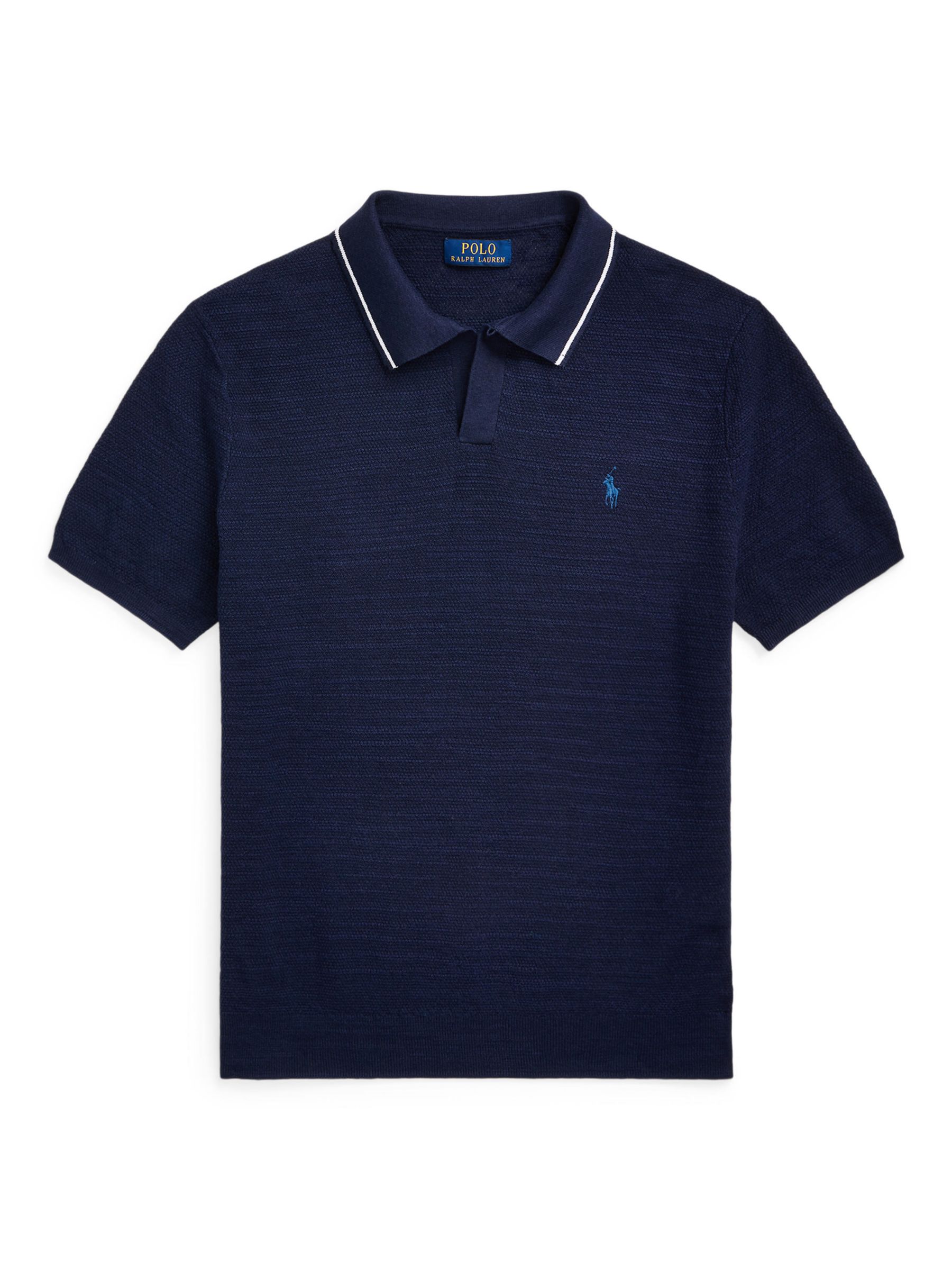 Buy Polo Ralph Lauren Linen Blend Polo Shirt, Bright Navy Online at johnlewis.com