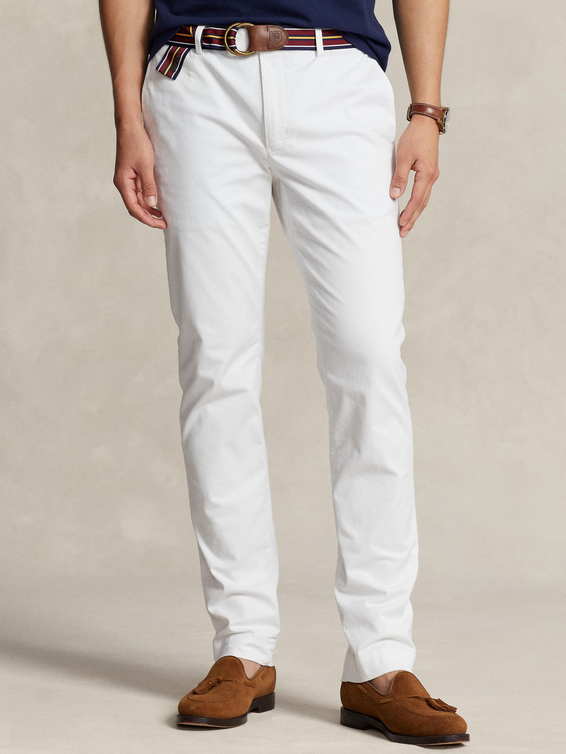 Ralph Lauren Slim Stretch Chino Trousers, White at John Lewis & Partners