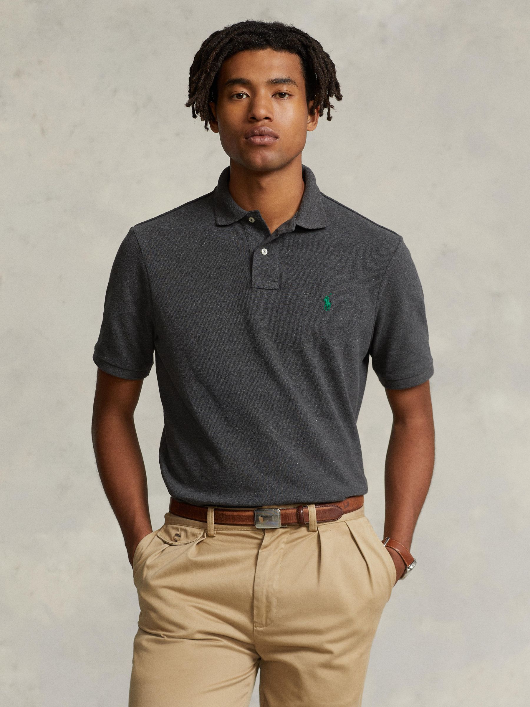 Polo Ralph Lauren Short Sleeve Custom Slim Polo Shirt, Barclay Heather, S