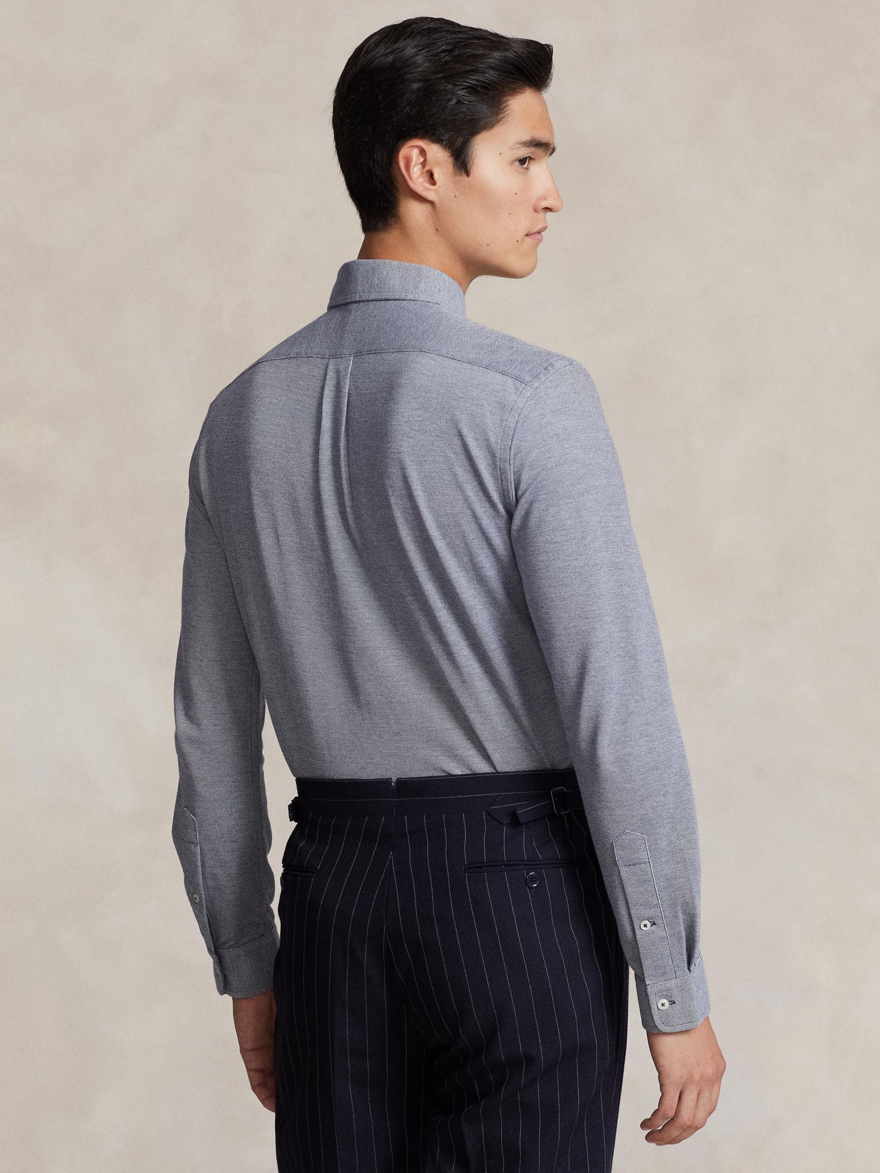 Polo Ralph Lauren Knit Oxford Shirt, Navy at John Lewis & Partners