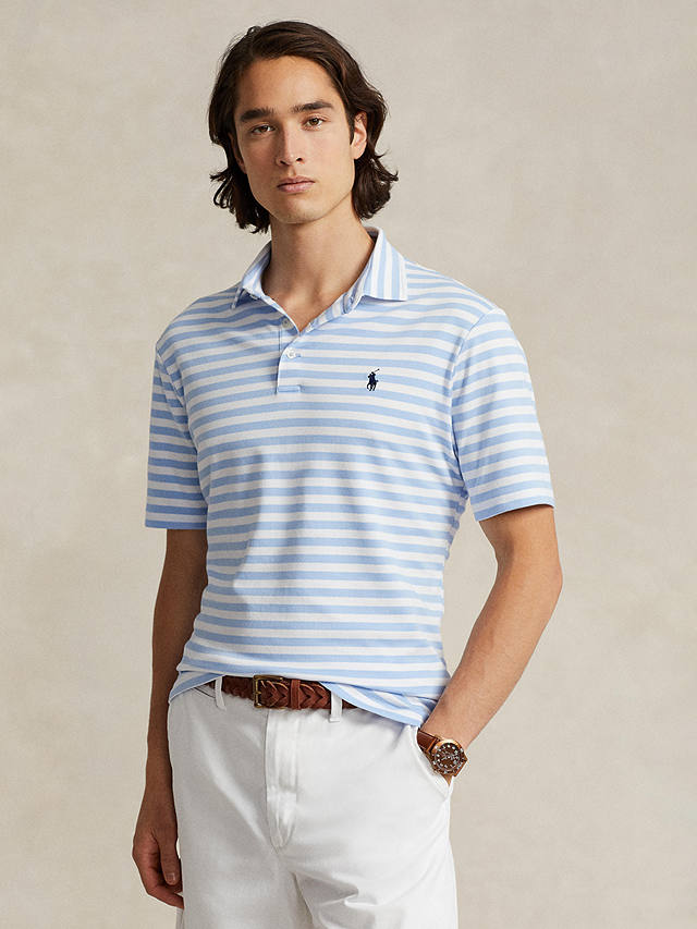 Ralph Lauren Slim Fit Soft Cotton Polo Shirt, Austin Blue/White
