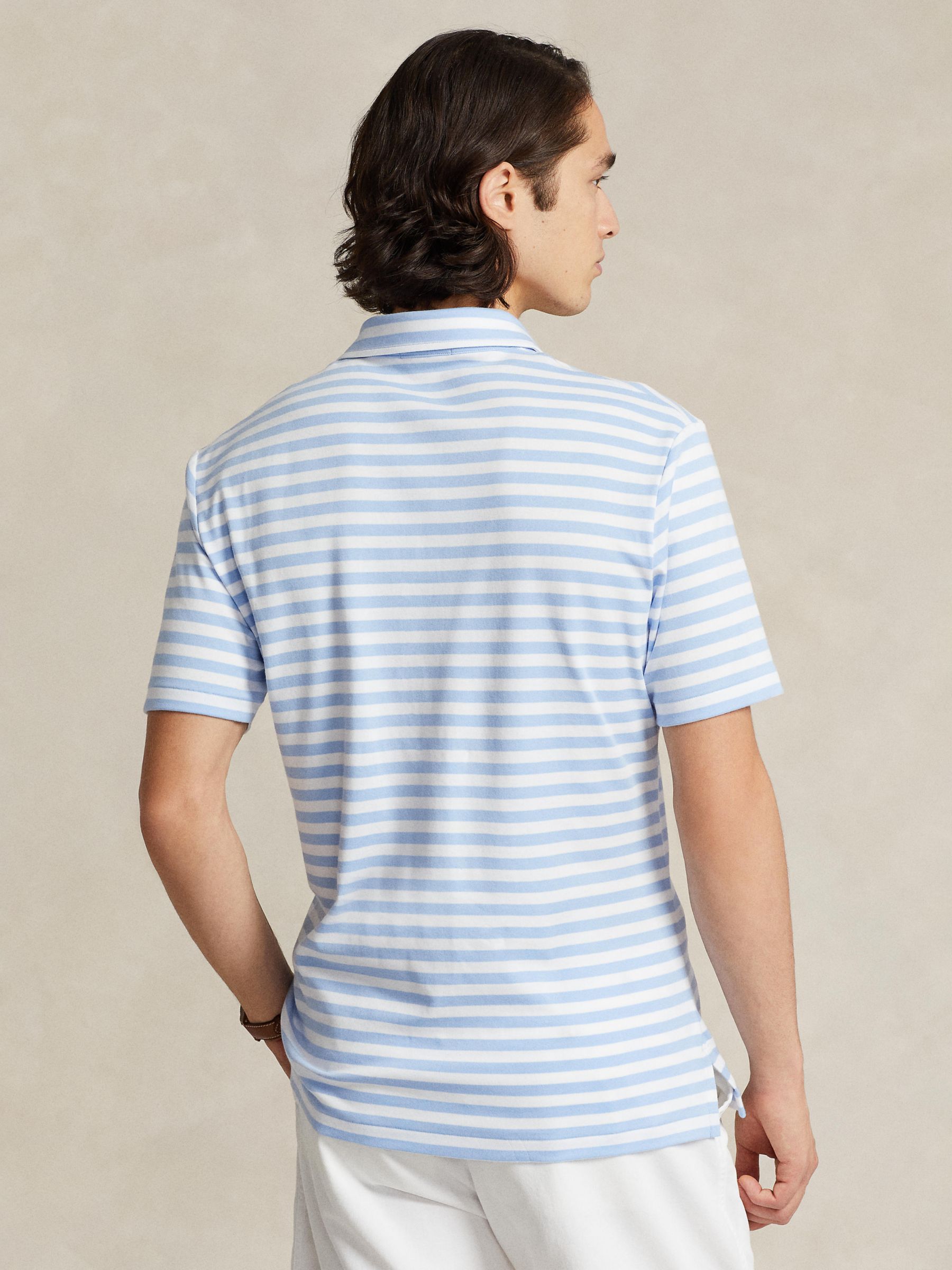 Ralph Lauren Slim Fit Soft Cotton Polo Shirt, Austin Blue/White, S