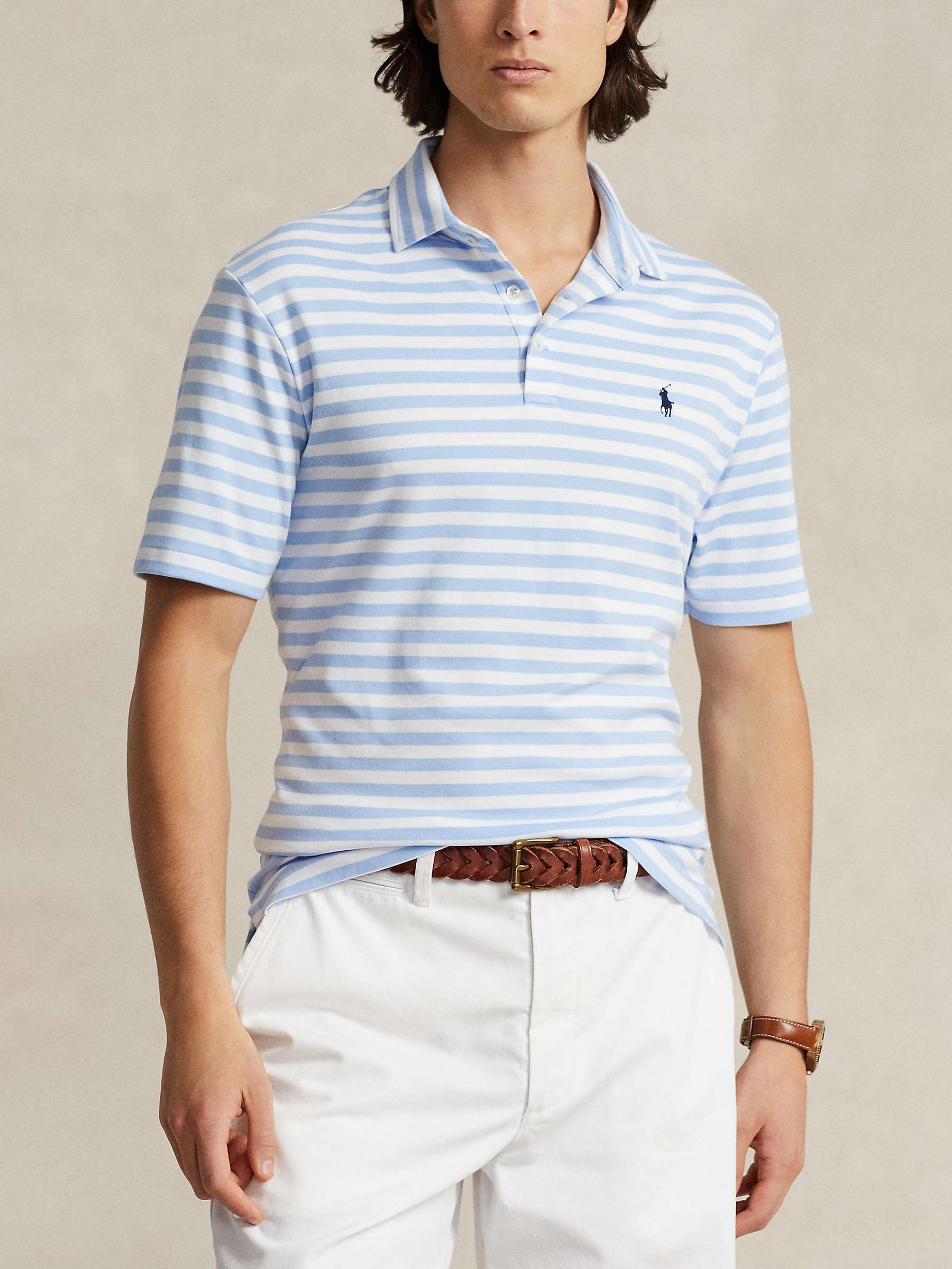 Buy Ralph Lauren Slim Fit Soft Cotton Polo Shirt, Austin Blue/White Online at johnlewis.com