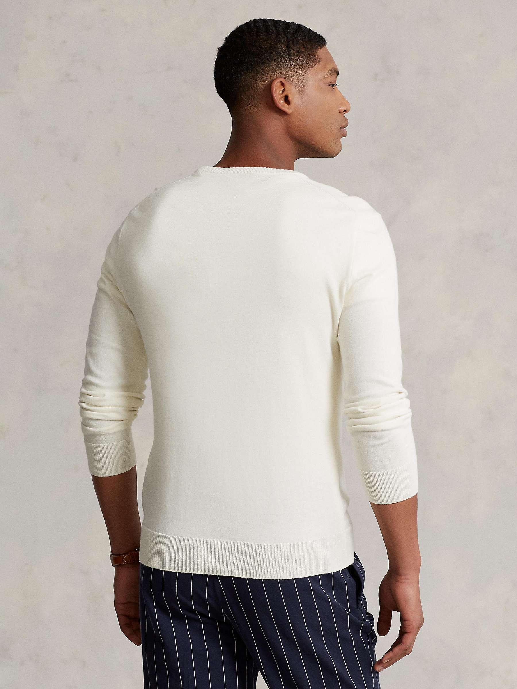 Buy Ralph Lauren Slim Fit Textured Cotton Sweater, Antique Cream Online at johnlewis.com