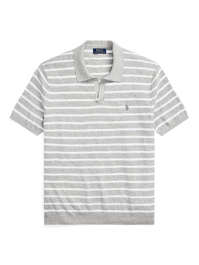 Polo Ralph Lauren Striped Linen Blend Polo Shirt, Grey