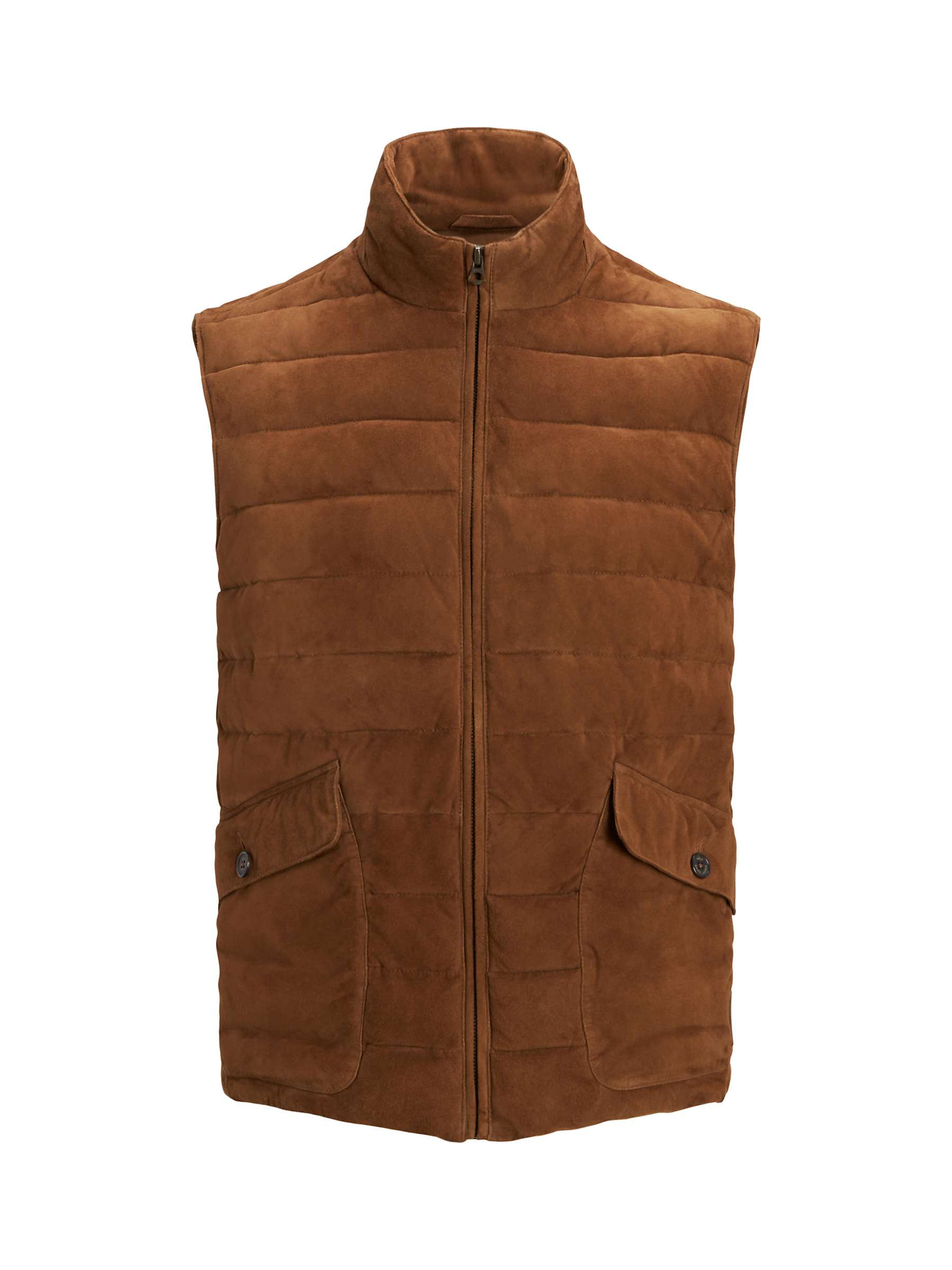Polo Ralph Lauren South Kent Quilted Suede Gilet, Country Brown at John ...