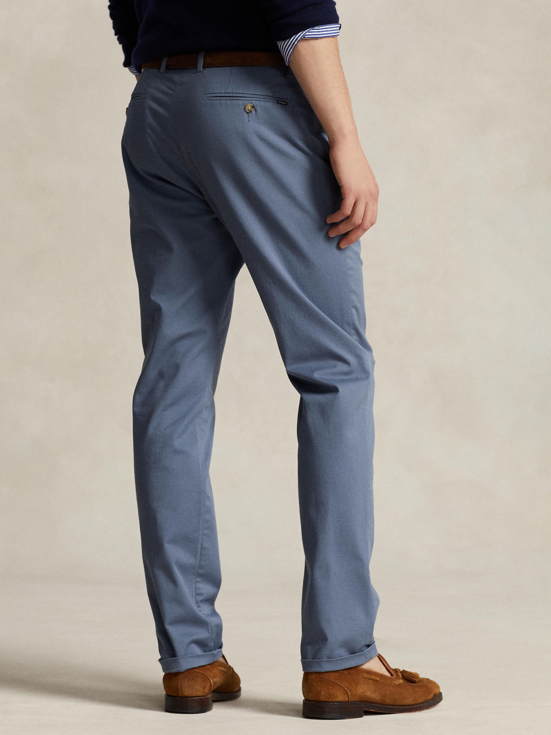 Ralph Lauren Slim Stretch Chino Trousers, Bay Blue at John Lewis & Partners