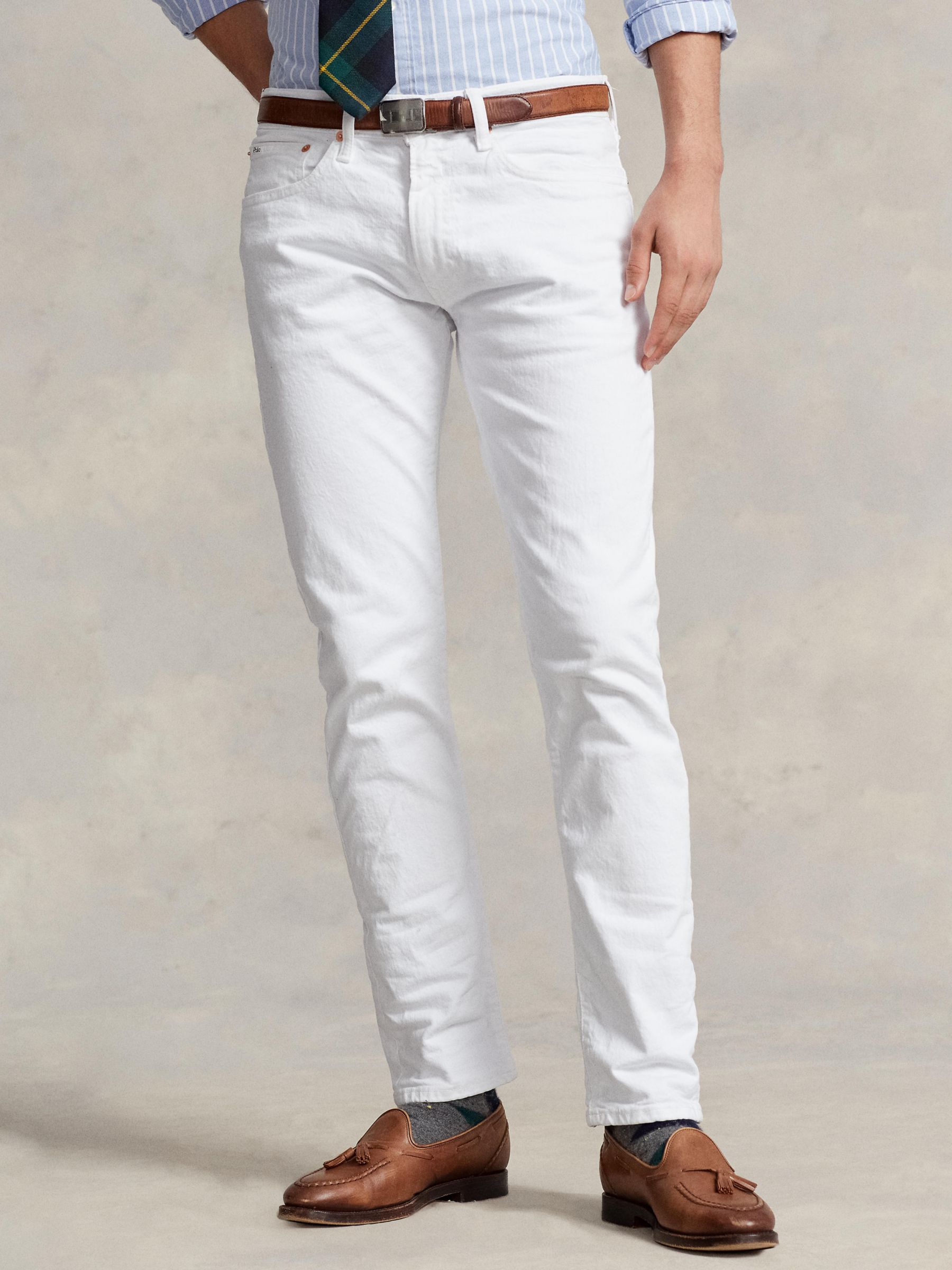 Ralph Lauren Sullivan Slim Stretch Fit Five Pocket Jeans, White, 34R