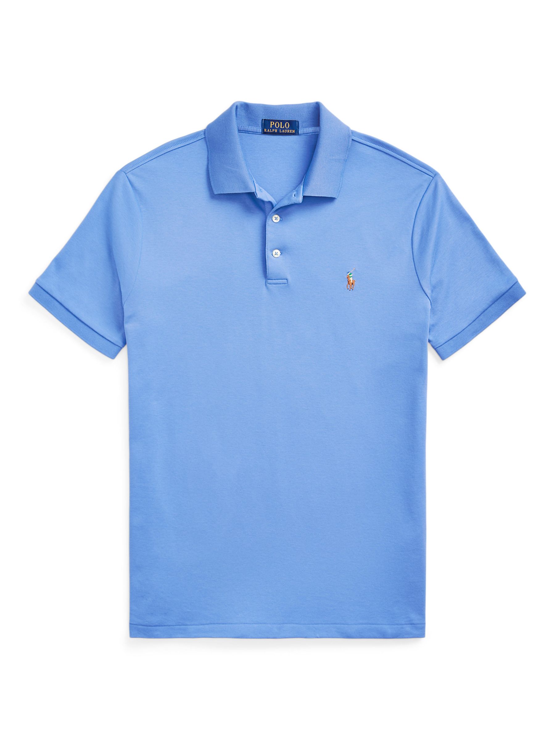 Ralph Lauren Custom Slim Fit Soft Cotton Polo Shirt, Summer Blue at ...