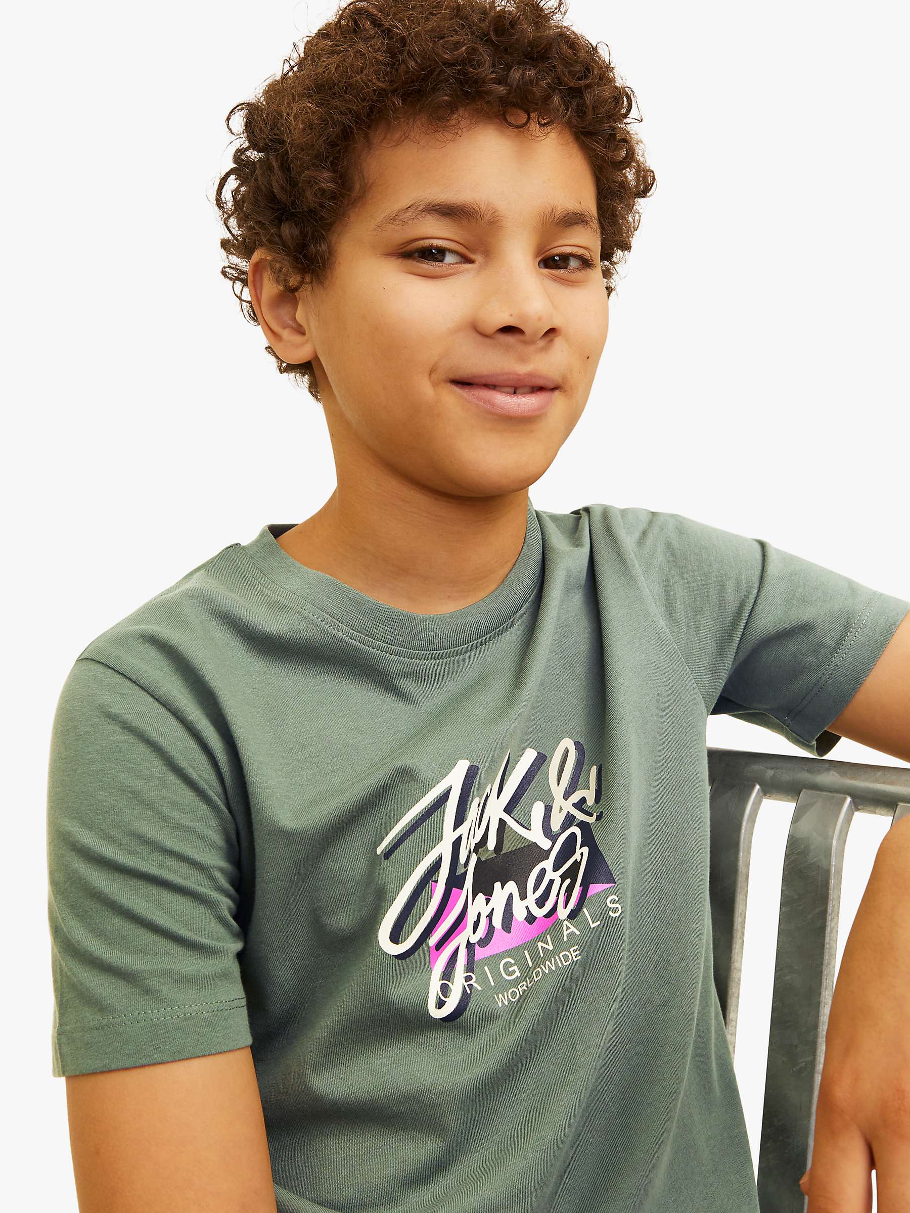 Buy Jack & Jones Kids' Fastrunner 1 Script Logo T-Shirt, Laurel Wreath Online at johnlewis.com