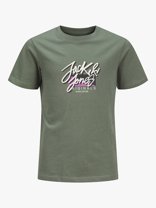Jack & Jones Kids' Fastrunner 1 Script Logo T-Shirt, Laurel Wreath