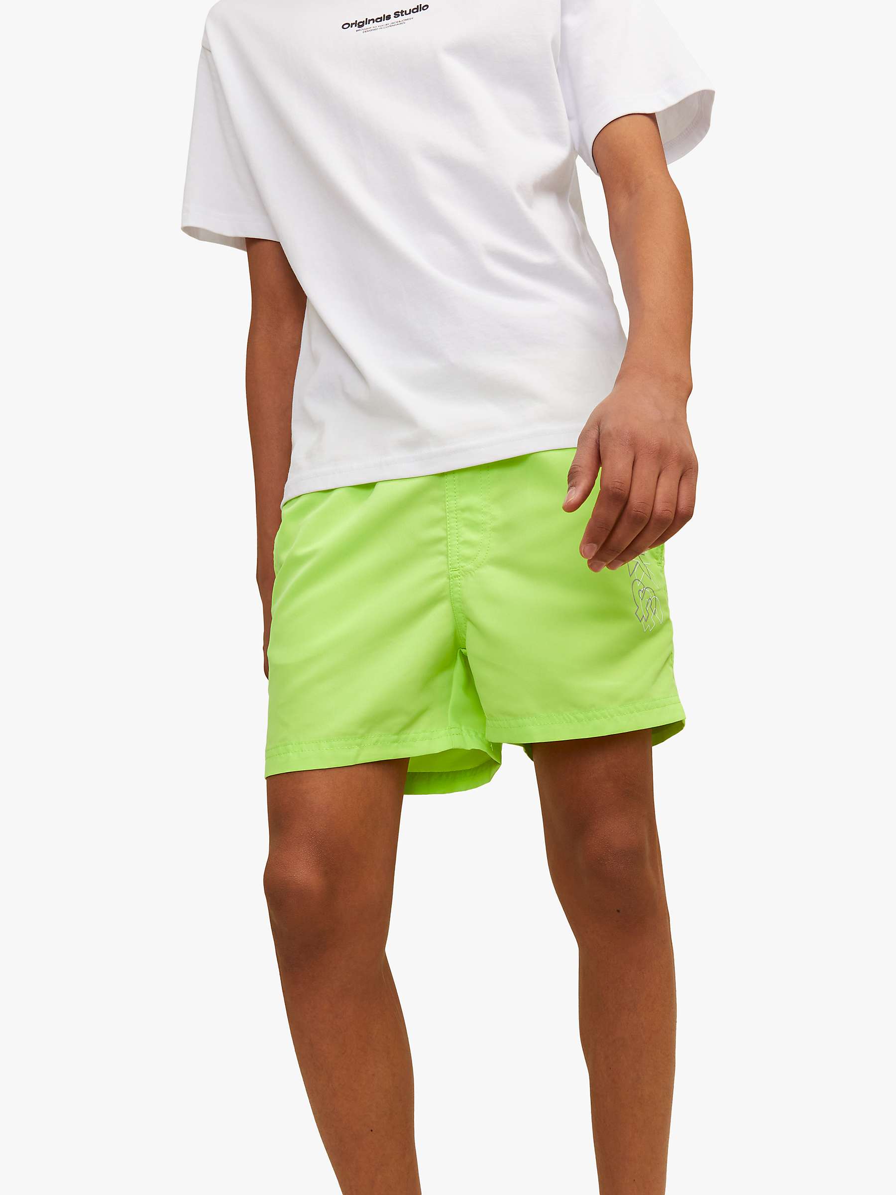 Buy Jack & Jones Kids' Logo Swim Shorts, Wild Lime Online at johnlewis.com