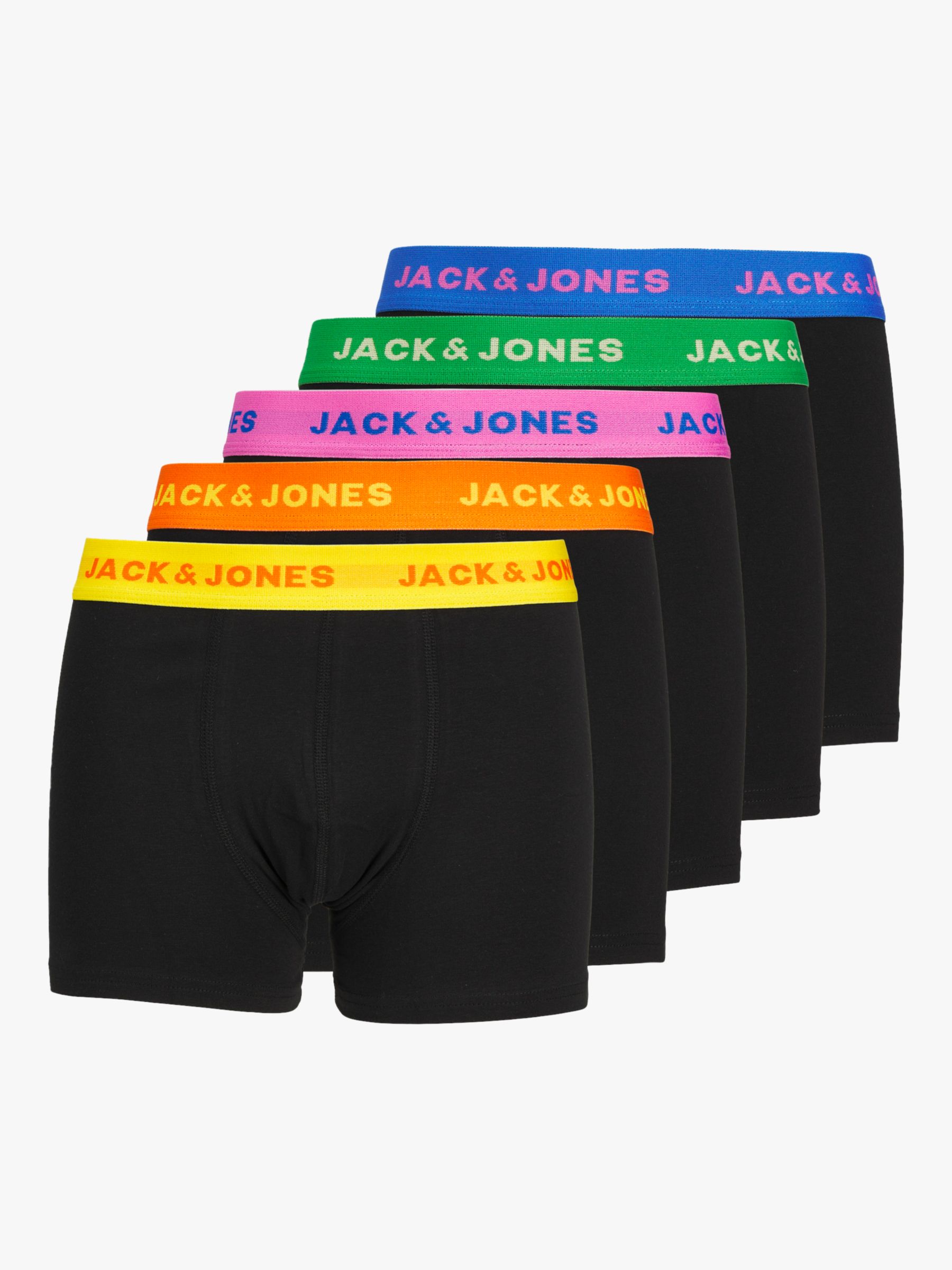 Jack & Jones Kids' Jaleco Trunks, Pack Of 5, Black/Multi at John Lewis ...
