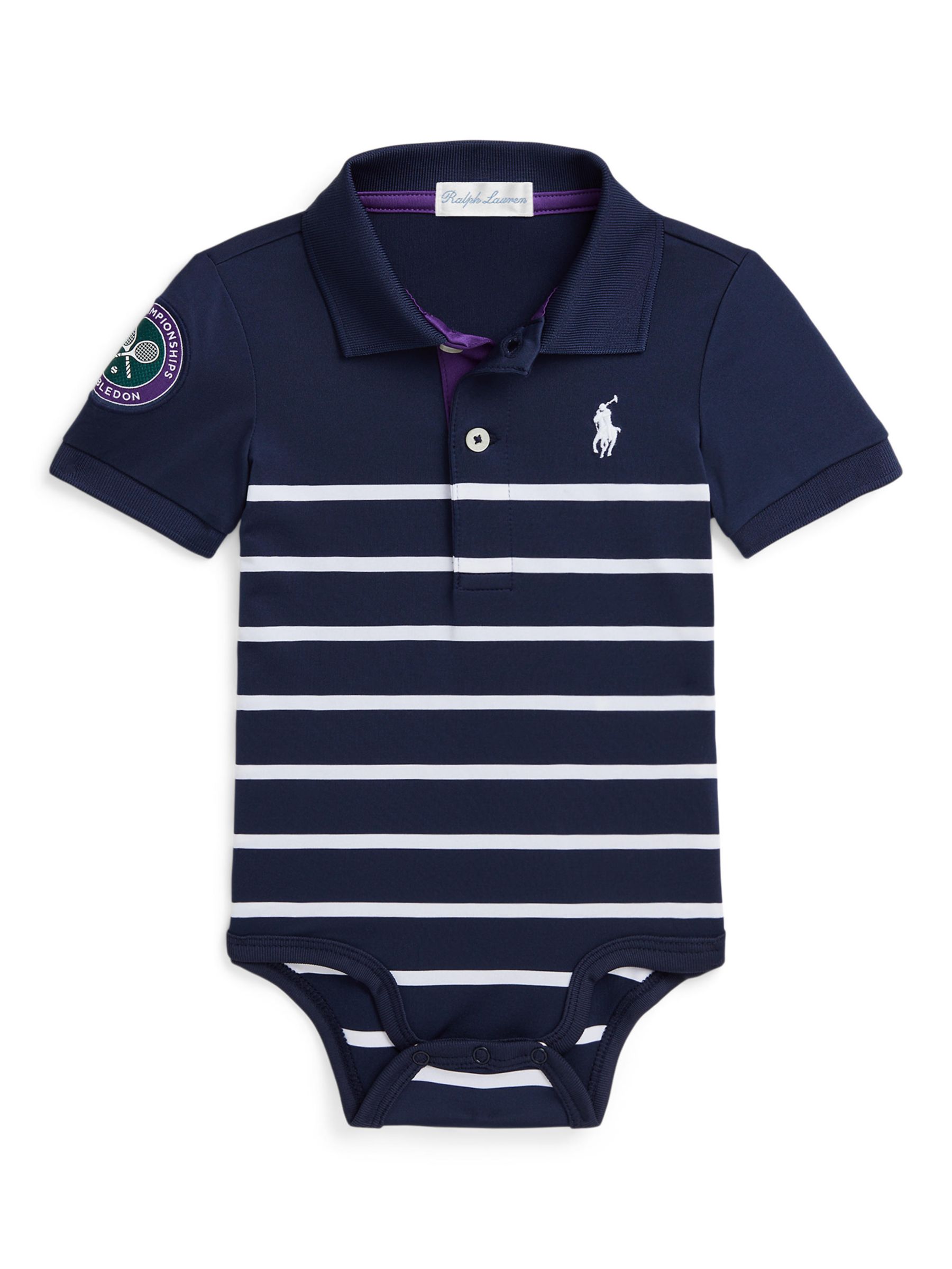 Ralph Lauren Kids' Wimbledon Bodysuit, Navy/White Stripe