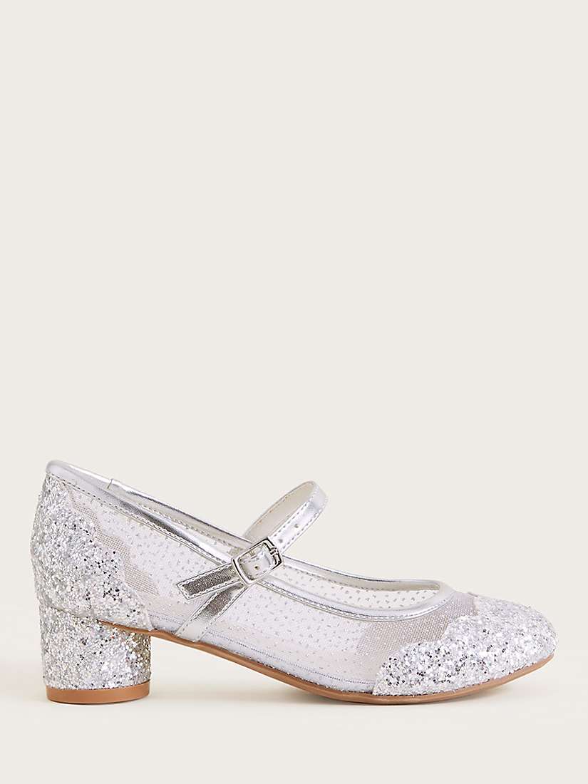 Buy Monsoon Kids' Anabelle Scallop Glitter Princess Shoes, Silver Online at johnlewis.com
