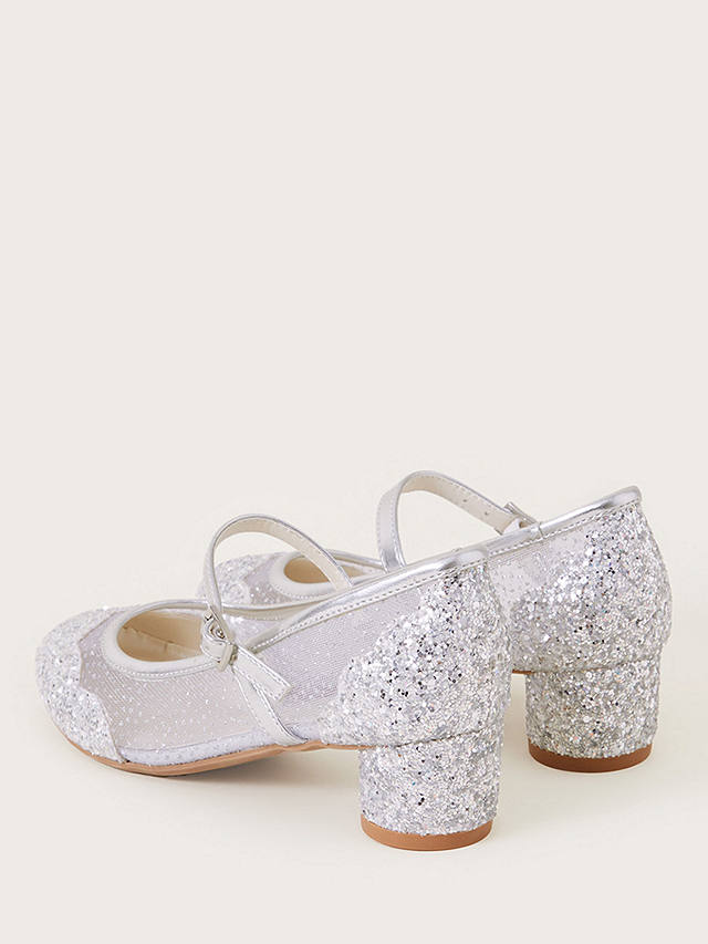 Monsoon Kids' Anabelle Scallop Glitter Princess Shoes, Silver