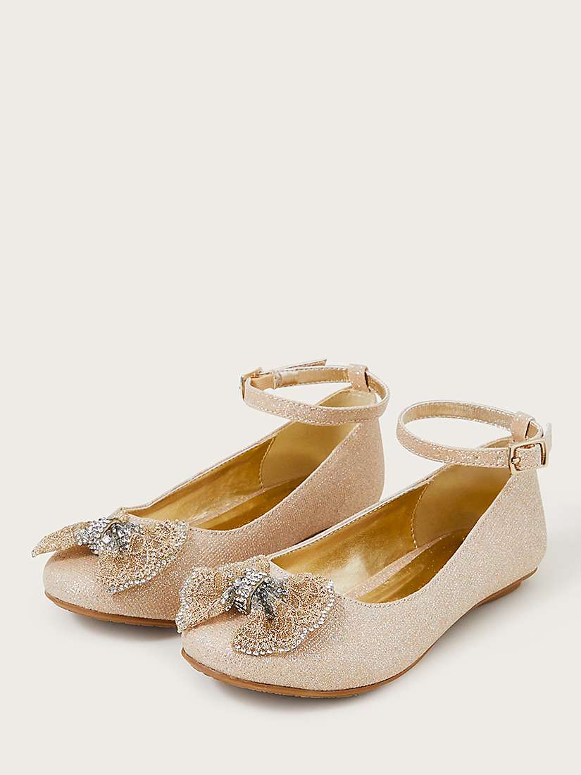 Buy Monsoon Kids' Polly Shimmer Shoes, Gold Online at johnlewis.com