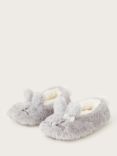 Monsoon Kids' Bitsy Pearly Bow Bunny Slippers, Grey