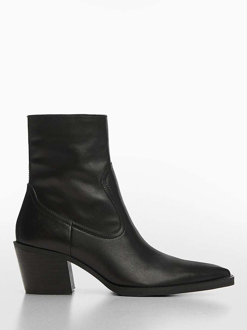 Buy Mango Coa Leather Cowboy Boots, Black Online at johnlewis.com