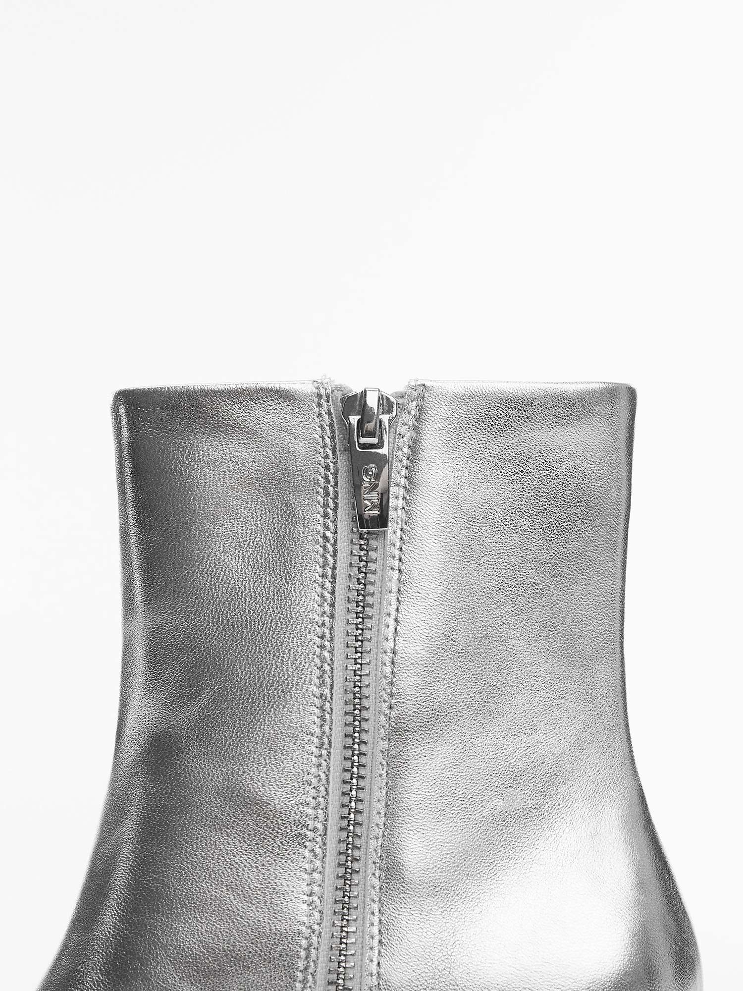 Buy Mango Dadly Kitten Heel Leather Ankle Boots, Silver Online at johnlewis.com