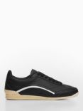 Mango Meyer Lace-Up Leather Trainers, Black