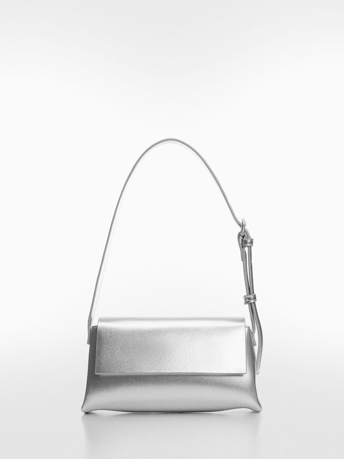 Mango Lucer Medium Sholder Bag, Silver at John Lewis & Partners