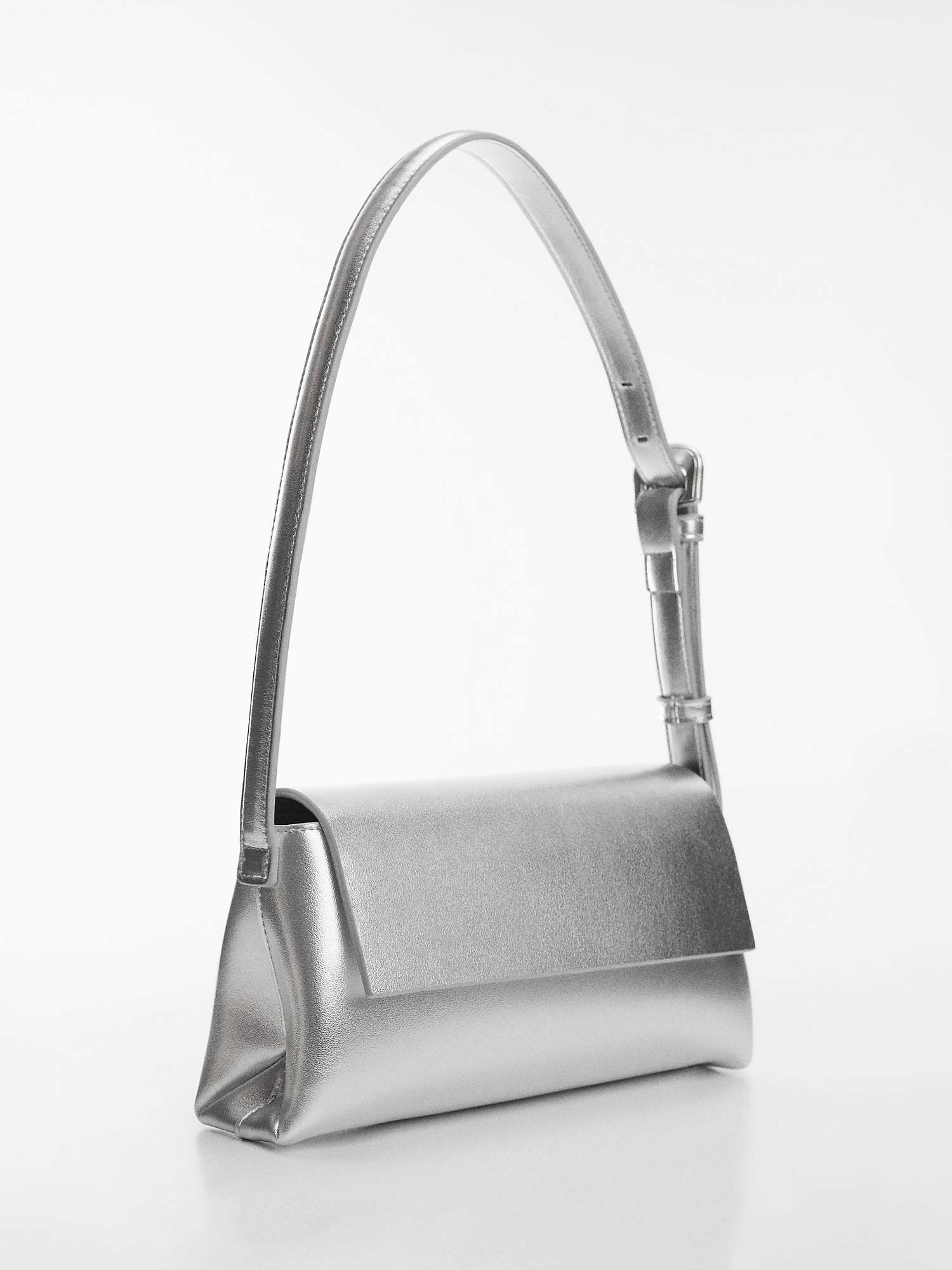 Mango Lucer Medium Sholder Bag, Silver at John Lewis & Partners
