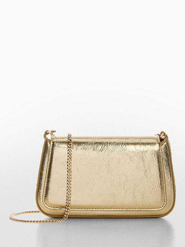 Mango Ice Patent Faux Leather Handbag, Gold at John Lewis & Partners