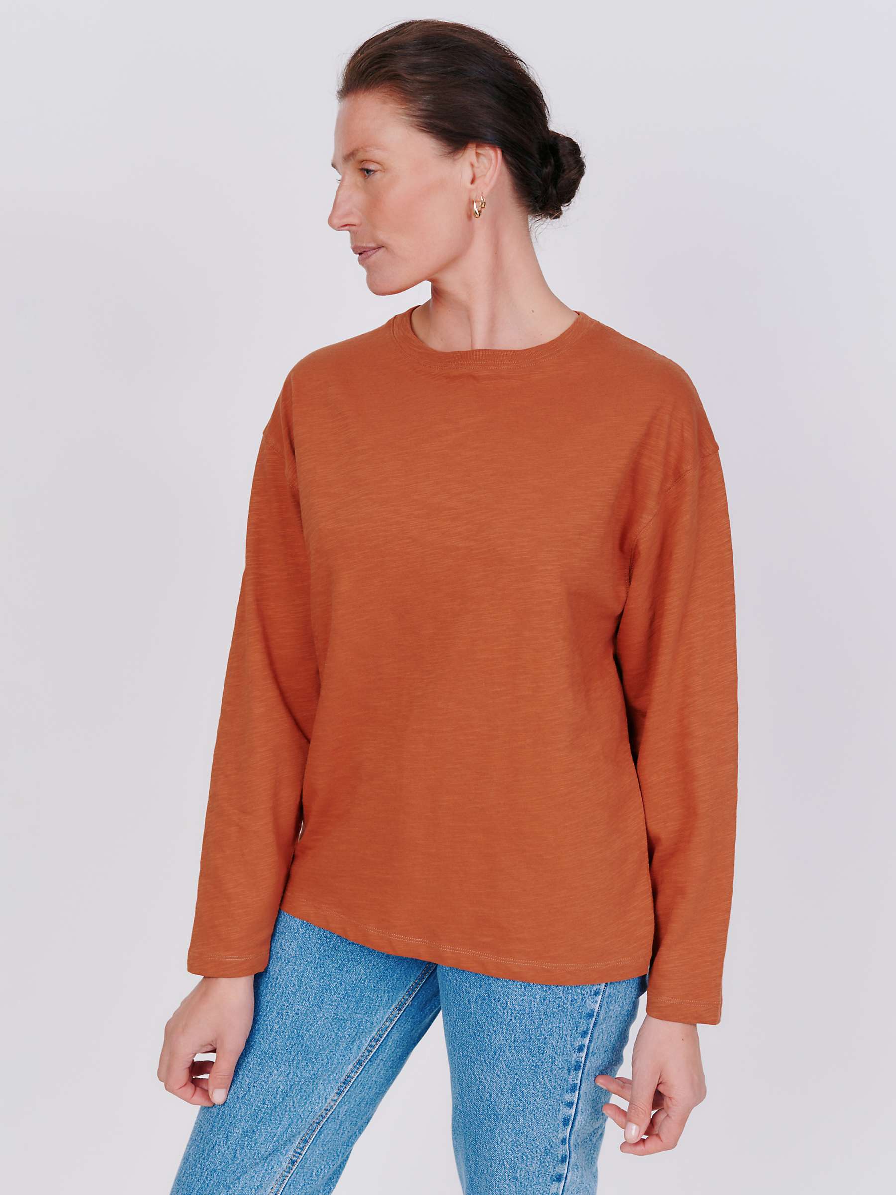 Buy Vivere By Savannah Miller Mae Cotton Jersey Top, Rust Online at johnlewis.com