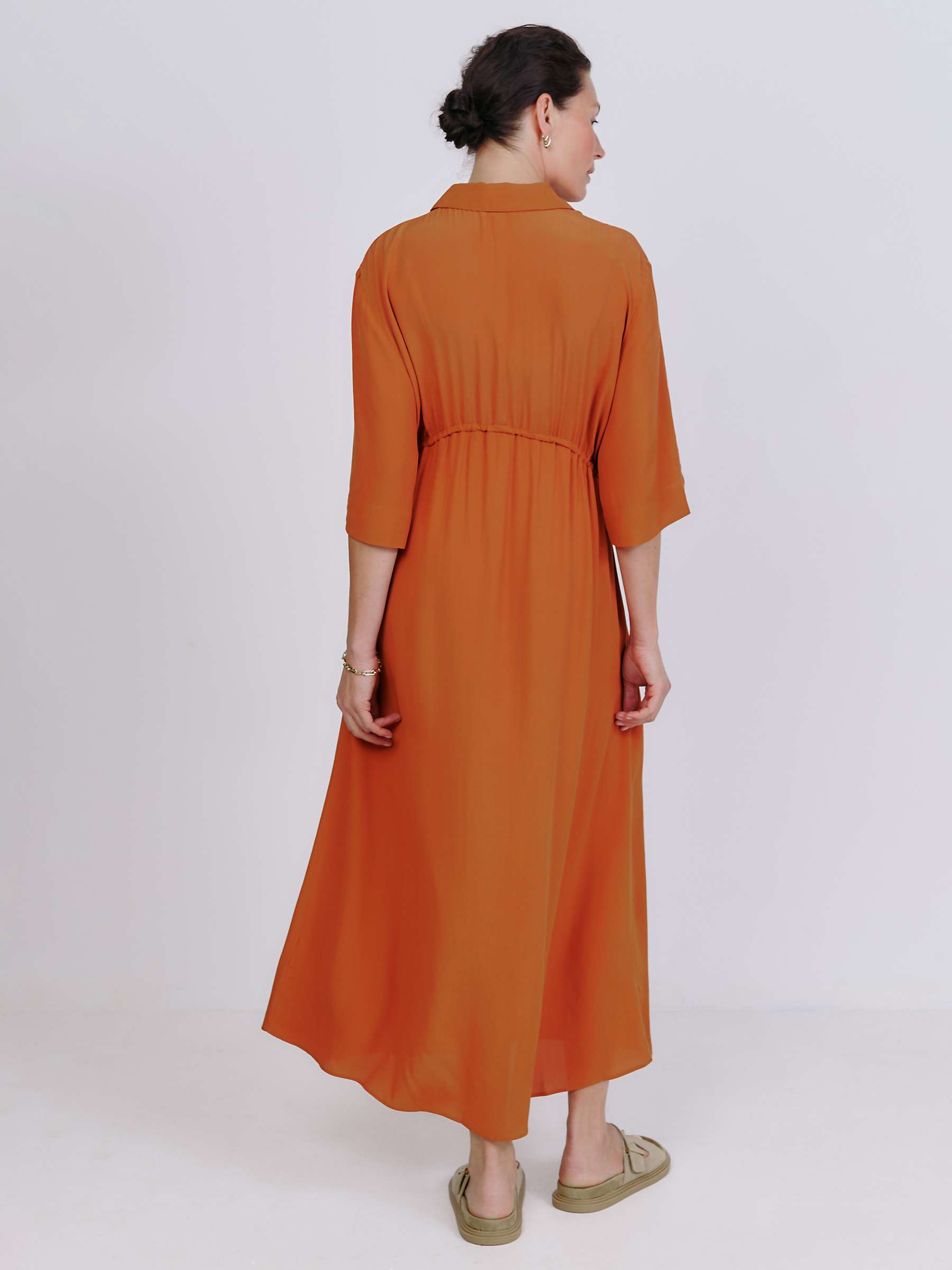 Buy Vivere By Savannah Miller Sofia Drawstring Maxi Shirt Dress, Rust Online at johnlewis.com