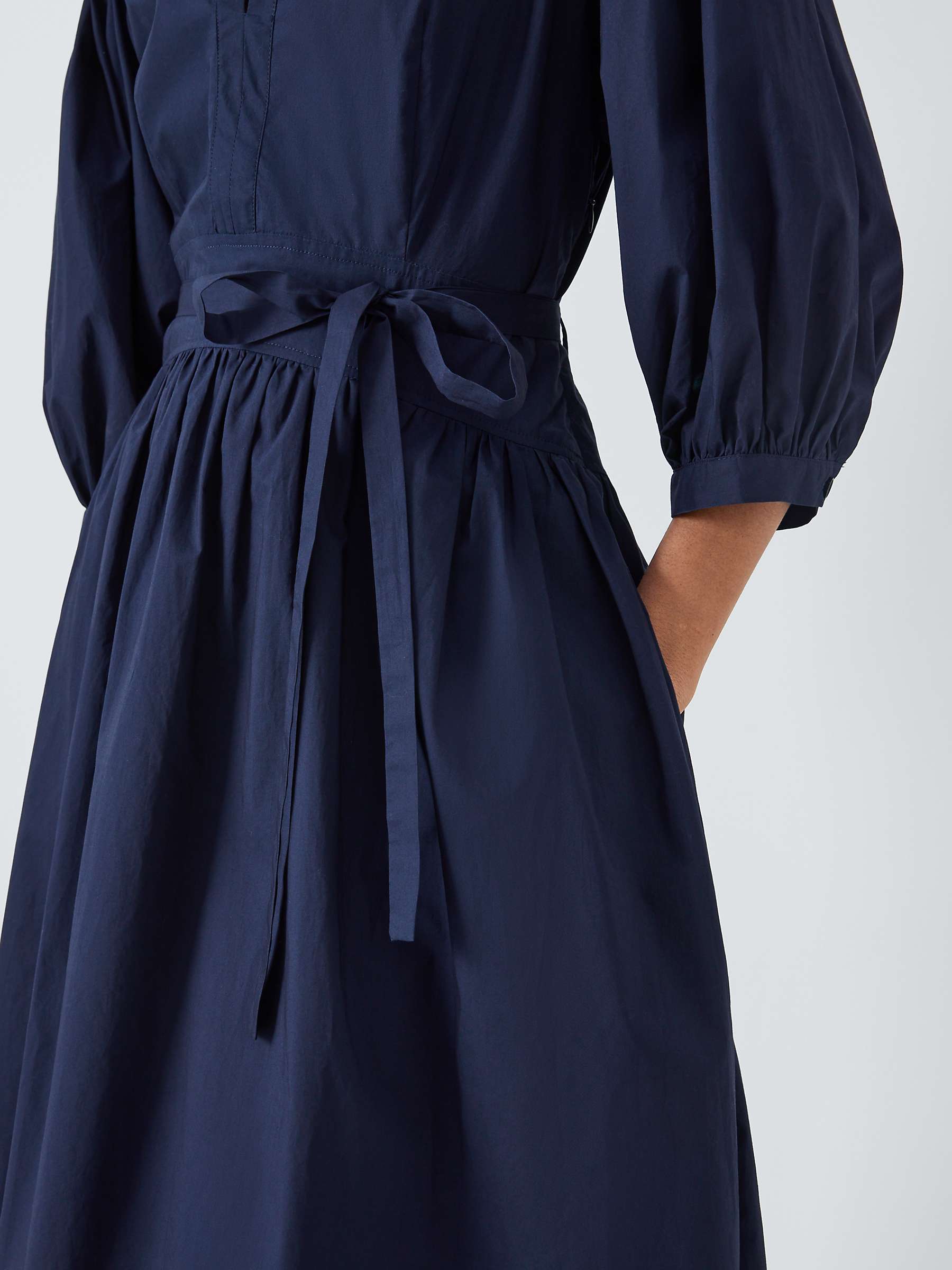 Buy Vivere By Savannah Miller Florence Puff Sleeve Cotton Midi Dress, Navy Online at johnlewis.com