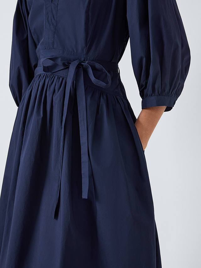 Vivere By Savannah Miller Florence Puff Sleeve Cotton Midi Dress, Navy