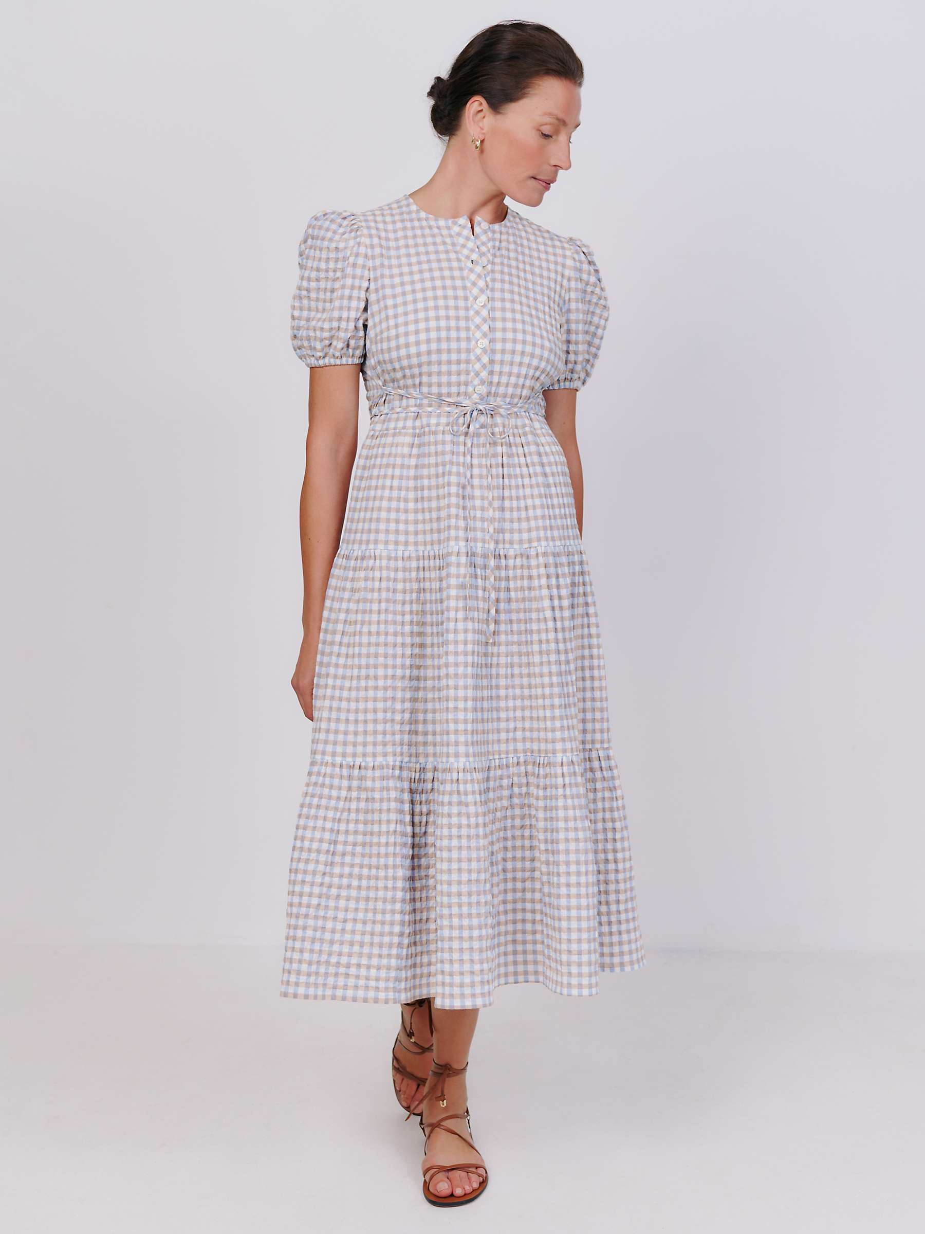 Buy Vivere By Savannah Miller Sky Gingham Tiered Midi Dress, Multi Online at johnlewis.com