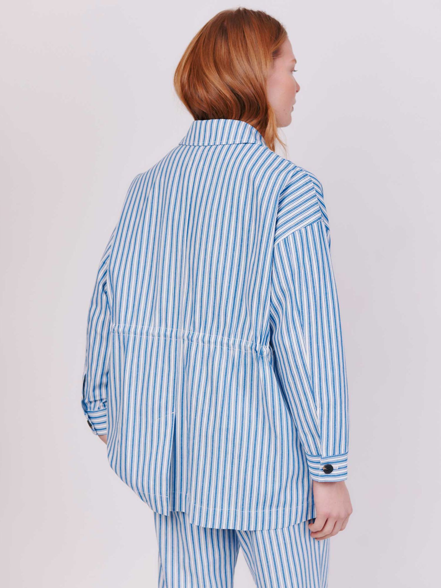 Buy Vivere By Savannah Miller Alice Gathered Striped Jacket, Indigo/White Online at johnlewis.com