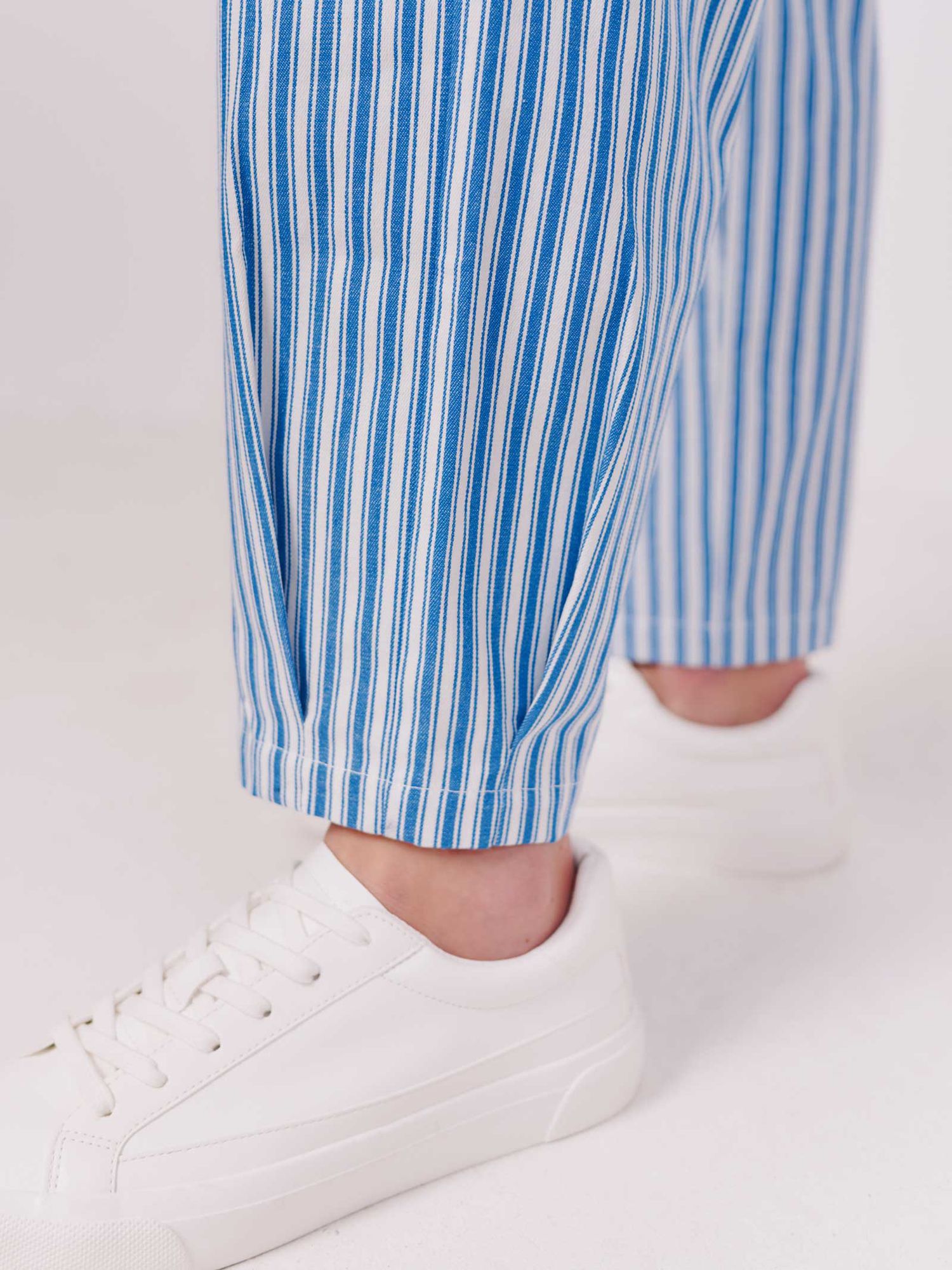 Vivere By Savannah Miller Joseph Stripe Tapered Trousers, Indigo/White, 16