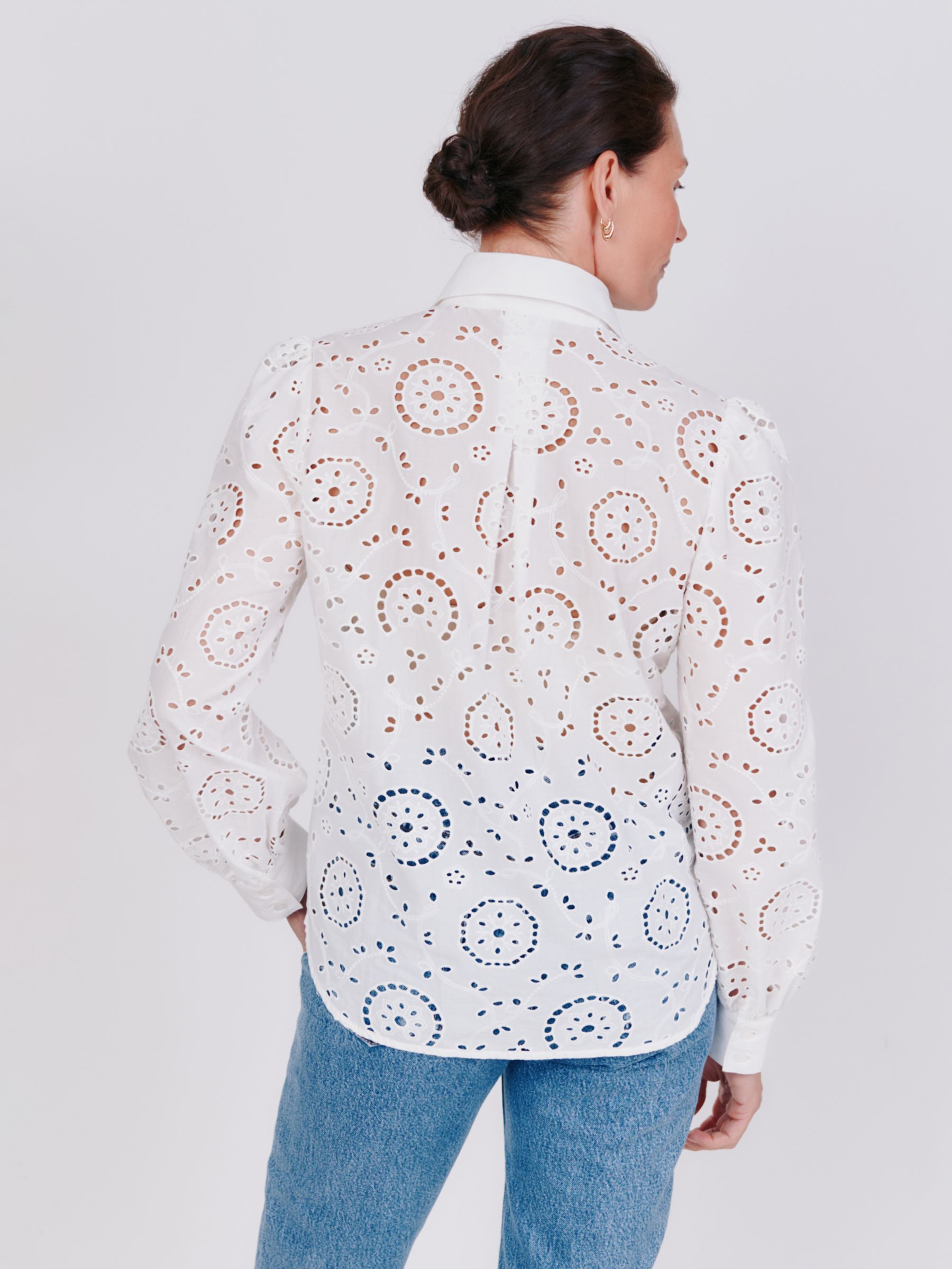 Buy Vivere By Savannah Miller Ava Broderie Anglaise Puff Sleeve Blouse, White Online at johnlewis.com