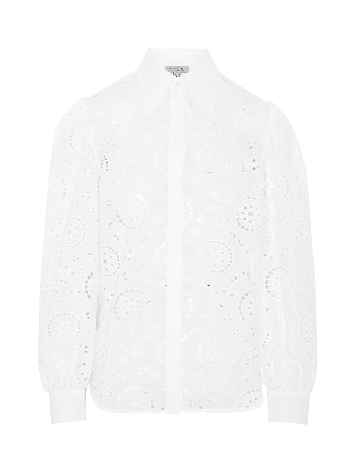 Vivere By Savannah Miller Ava Broderie Anglaise Puff Sleeve Blouse, White, 6