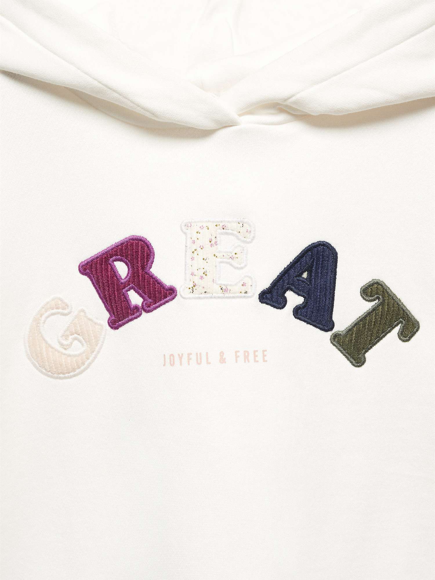 Buy Mango Kids' Great Embroidered Hooded Sweatshirt, Natural White Online at johnlewis.com