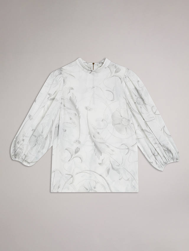 Ted Baker Lilioh High Neck Balloon Sleeve Blouse, Ivory
